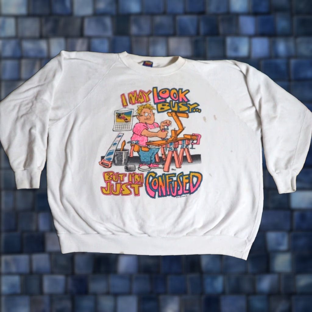 Vintage VTG 80s Sportswear Sweatshirt Pullover Crew Neck Long Sleeve White 3XL Graphic Print Mens Fans/Graphic 80s Decade 80s Vintage Size US XXL / EU 58 / 5 - 1 Thumbnail