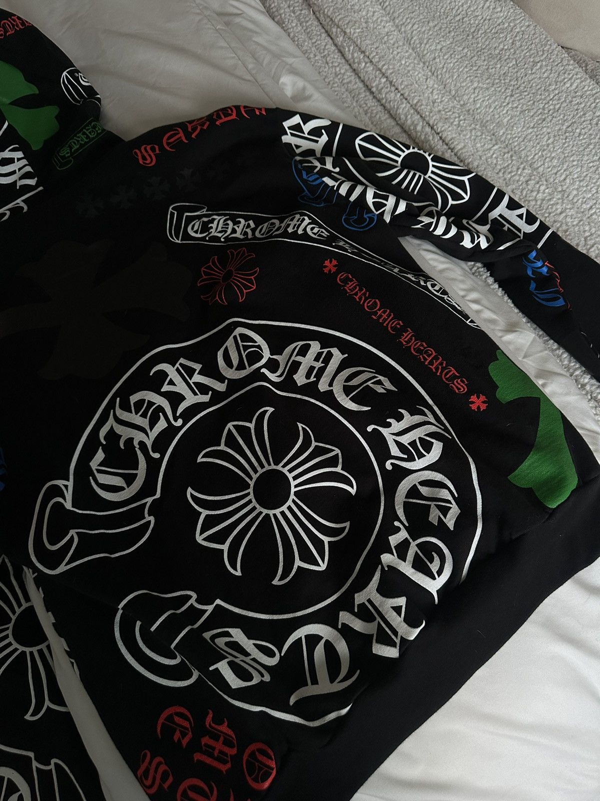Chrome Hearts Horseshoe Floral Sleeve Zip Hoodie - SRM
