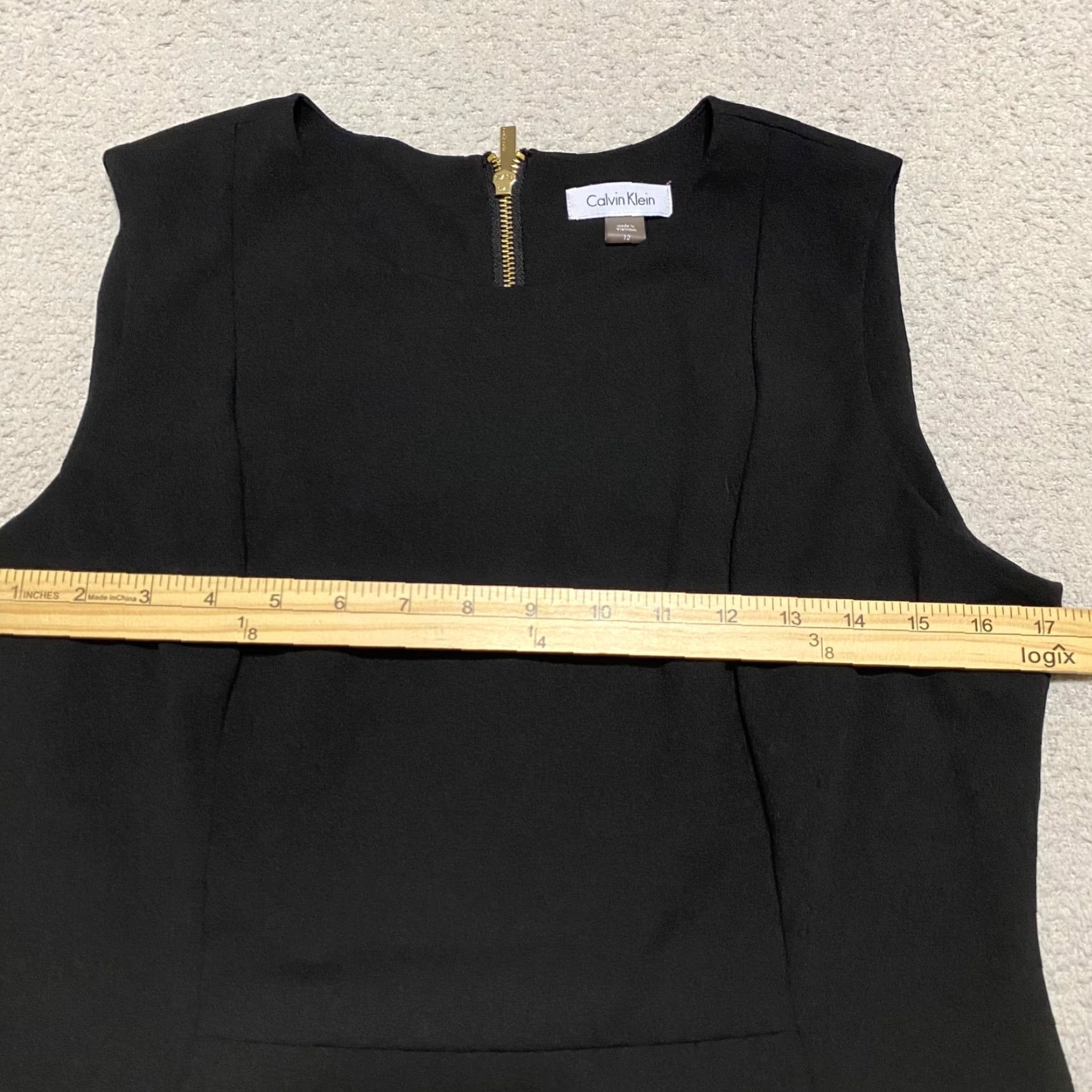 Calvin Klein Calvin Klein Womens Dress Solid Black Round Neck Sleeveless Sheath 12 Size XL / US 12-14 / IT 48-50 - 6 Thumbnail