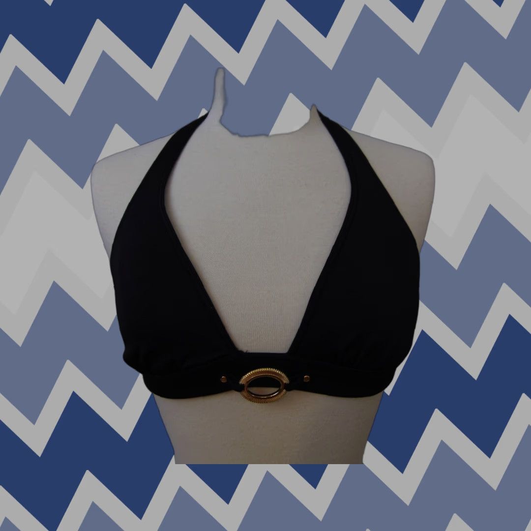 Victoria's Secret Victoria's Secret Bikini Top Women's Triangle Halter Swimsuit Solid Black S Adult Small Black Ladies Boys Girls Mens Womens Size S / US 4 / IT 40 - 1 Preview