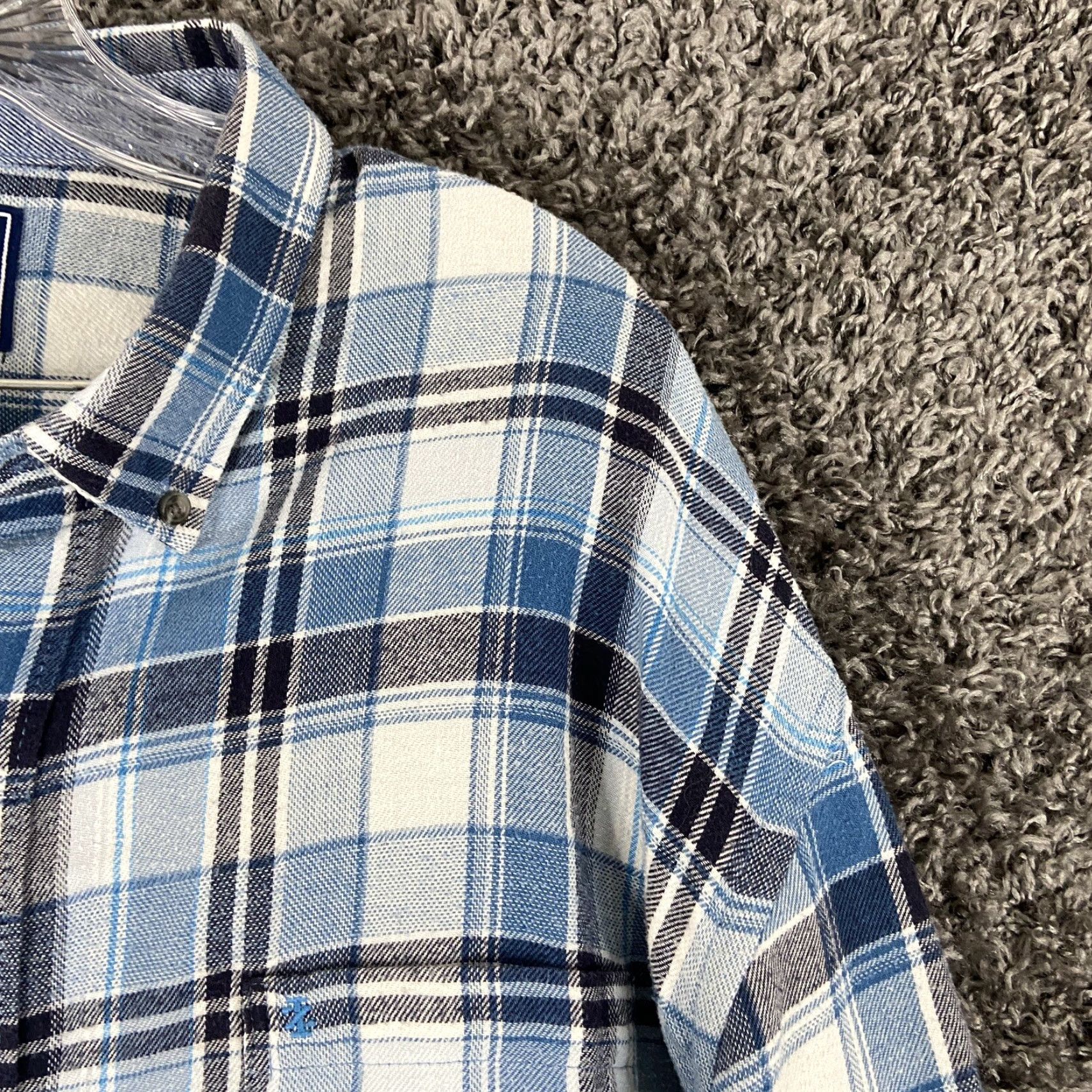 Izod VINTAGE IZOD Shirt Mens Long Sleeve Plaid Flannel 2XL Blue White Button-Up Mens Size US XXL / EU 58 / 5 - 4 Thumbnail