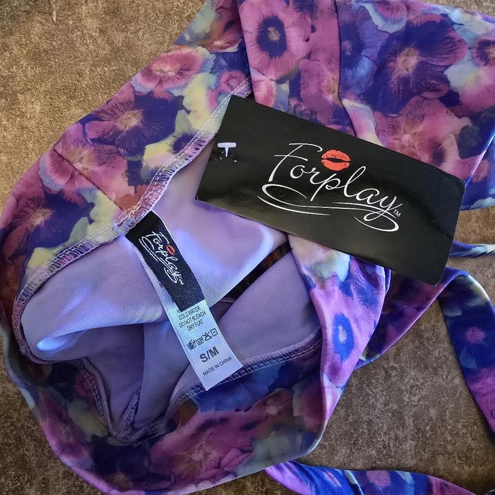 Designer Multicolored Floral Forplay Rave Booty Bottoms Size ONE SIZE - 4 Thumbnail