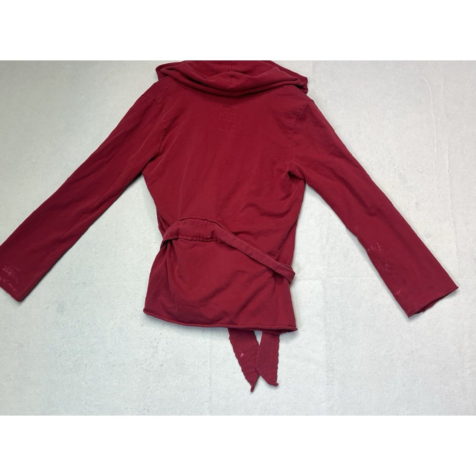 Lucky Brand Lucky Brand Red Belted Open Front Sweater Hooded Women L Satin Cotton See All Pics Size L / US 10 / IT 46 - 2 Thumbnail