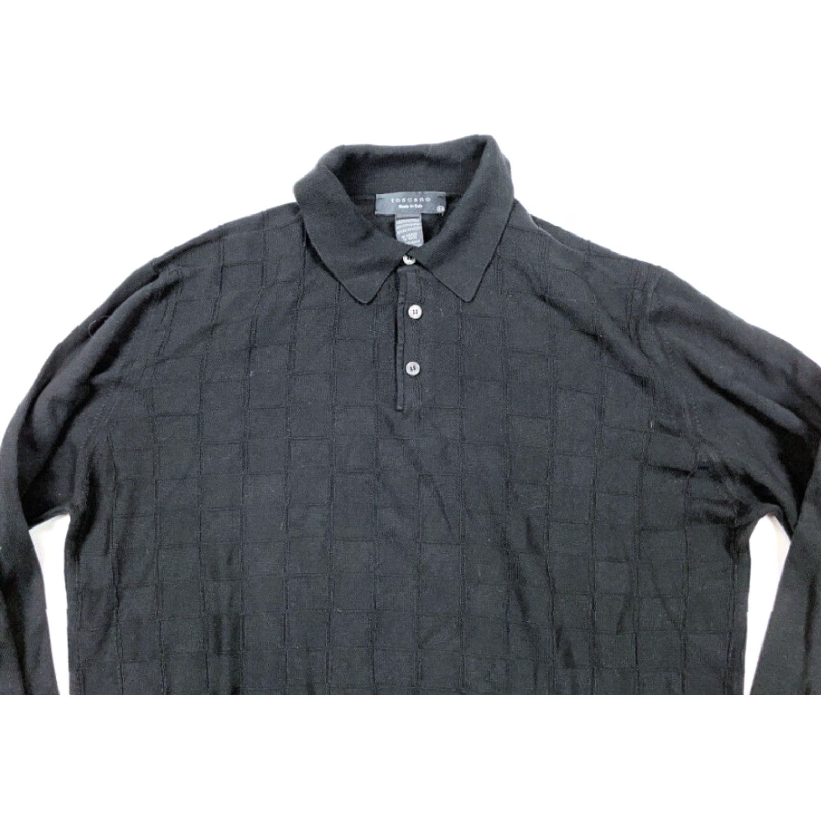 Vintage VINTAGE Toscano Collared Knit Sweater Men M Black Geometric Grid 90s Dad Style Italy Made Size US M / EU 48-50 / 2 - 3 Thumbnail