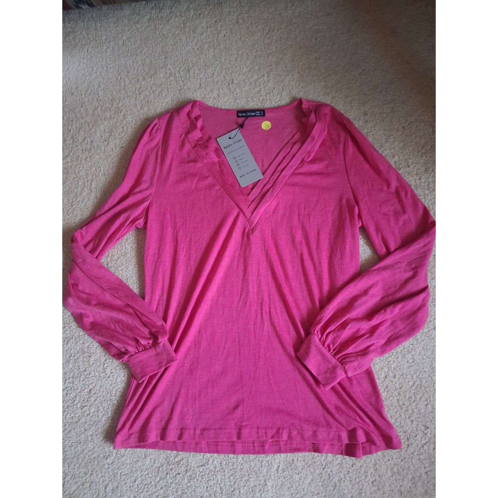 agnes b. Agnes Urban Pink V-Neck Long Sleeve Pullover Women's Top S Size S / US 4 / IT 40 - 1 Thumbnail
