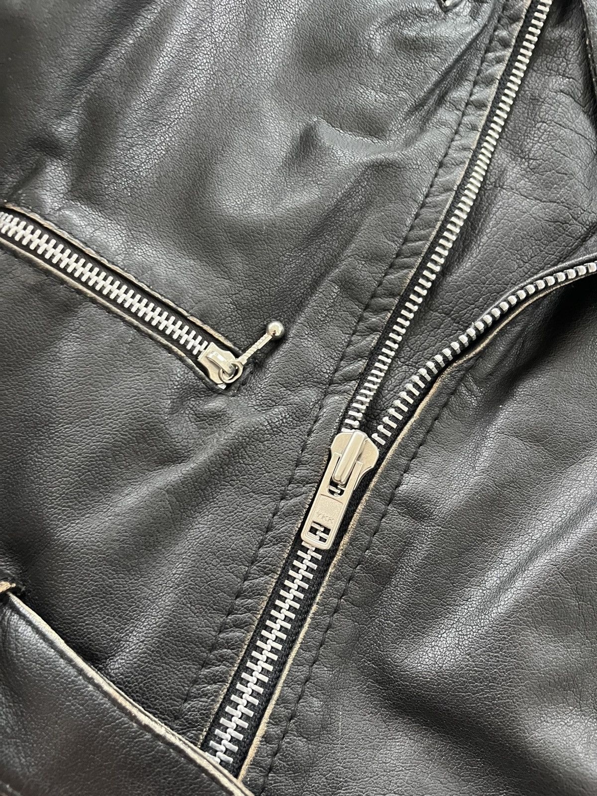 Harley Davidson Vintage Biker Faded Black Leather Moto Jacket Avantgarde Size US M / EU 48-50 / 2 - 20 Thumbnail