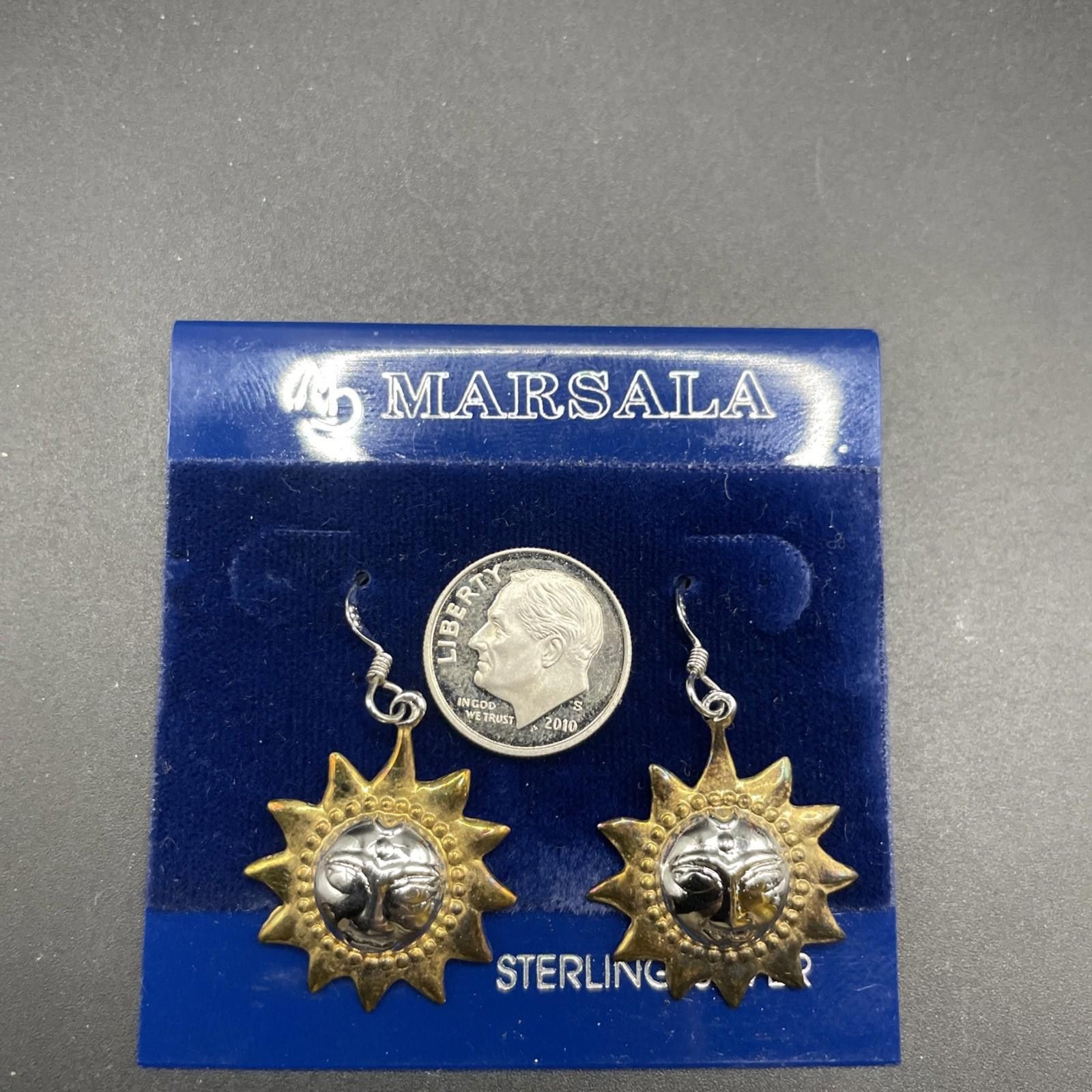 Designer Vintage 925 Marsala Sun Themed Dangle Earrings Size ONE SIZE - 5 Thumbnail
