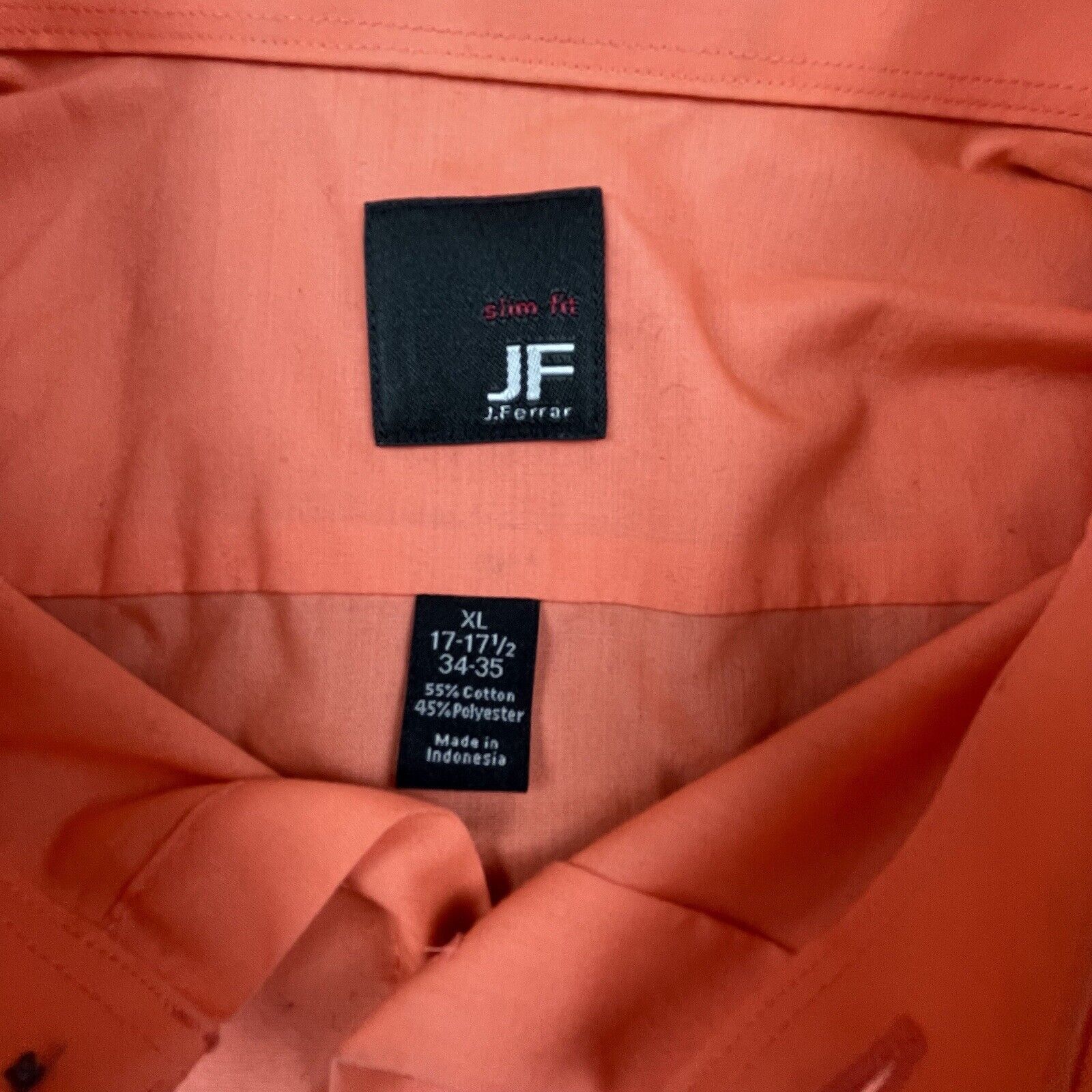 J Ferrar J Ferrar Shirt Mens XL Orange Slim Fit Button Up Collared Size US XL / EU 56 / 4 - 2 Thumbnail