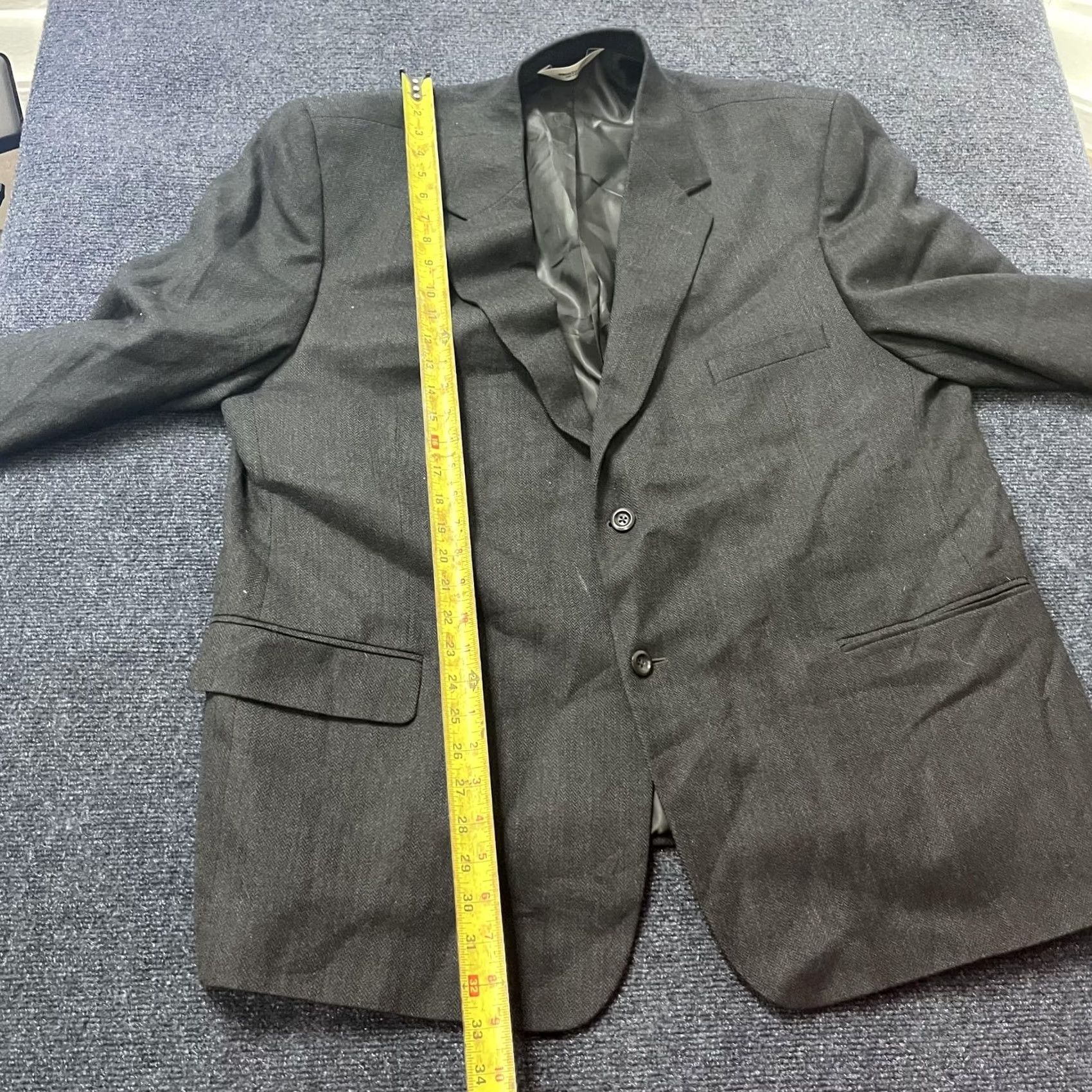 Pronto Uomo Pronto Uomo Blazer Mens Gray Herringbone 100% Lambswool Jacket Sport Coat 2 Piece Regular Notch Lapel Three-Button Front Navy? Size 40R - 7 Thumbnail