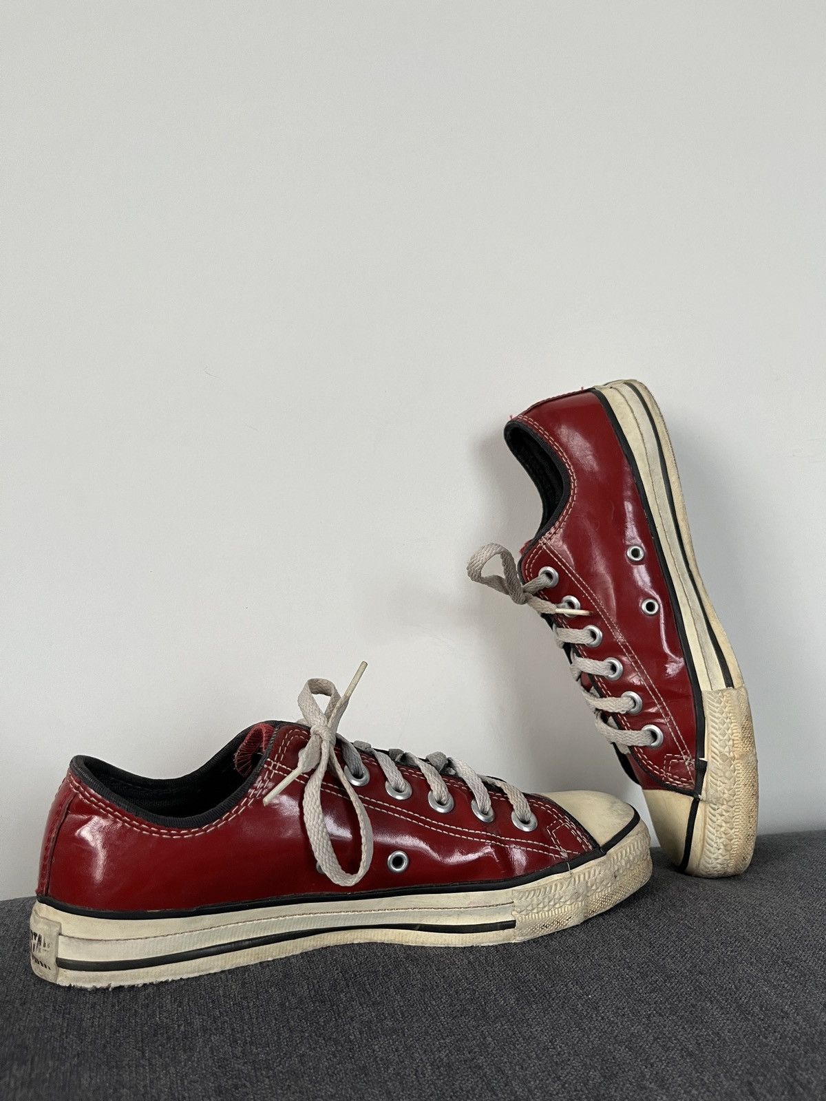 Converse × Vintage 90's Made in USA Converse Red Glossy Patent Leather Sneakers Size US 5.5 / IT 35.5 - 13 Thumbnail