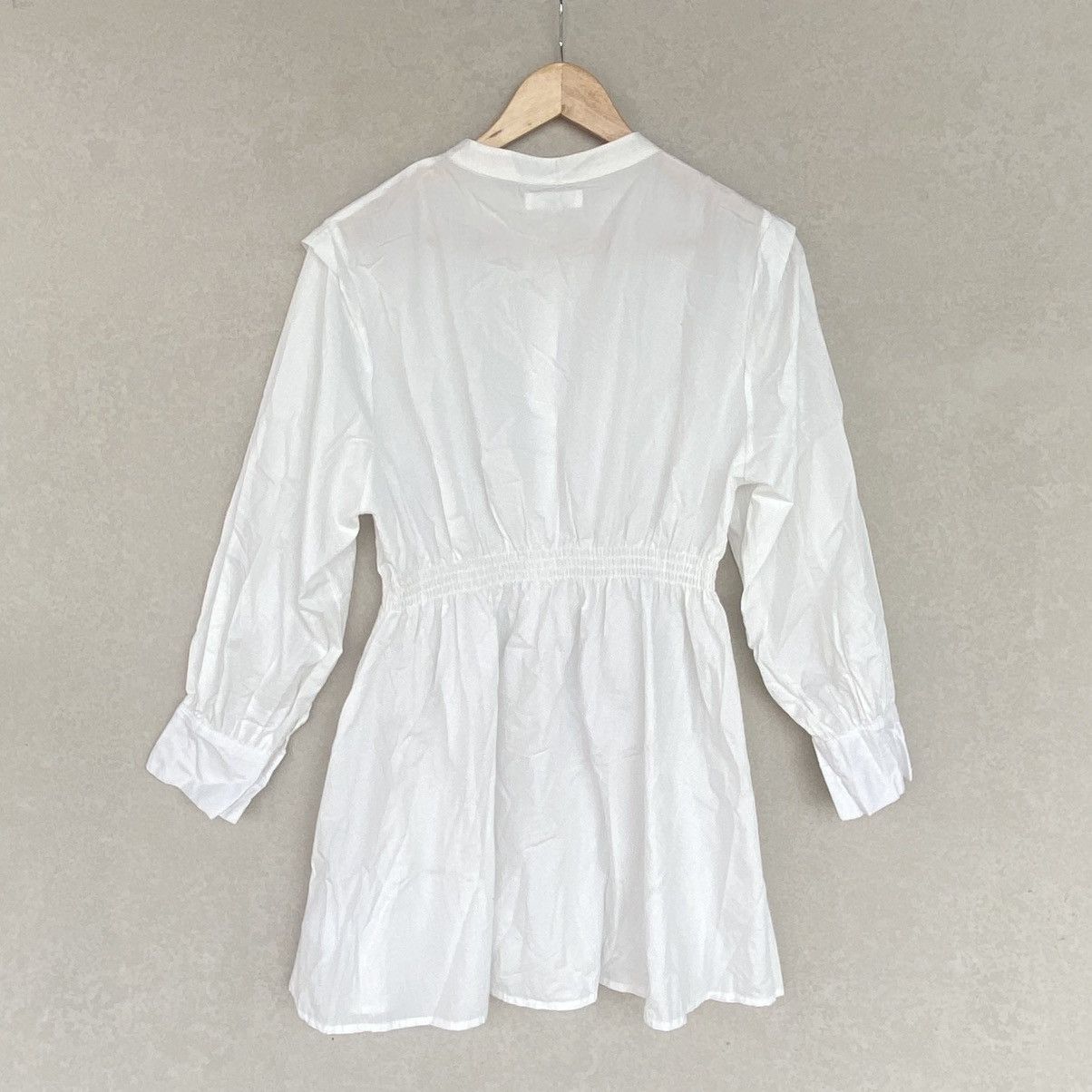 Other Vintage White Cotton Babydoll Mini Dress With Long Sleeves Size M / US 6-8 / IT 42-44 - 6 Thumbnail