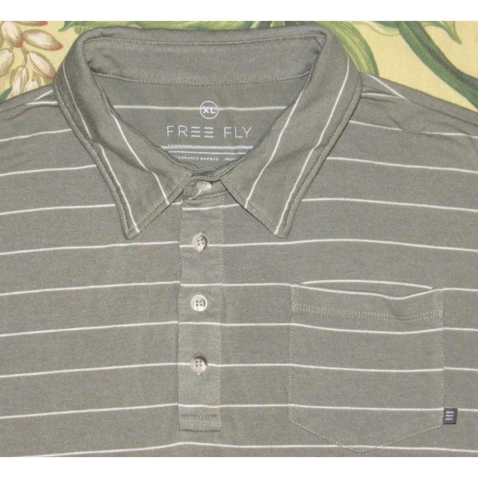Vintage VINTAGE FREE FLY Green Striped Bamboo Blend Polo Shirt XL Size US XL / EU 56 / 4 - 2 Thumbnail