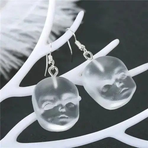 Jewelry × Sterling Silver Face Resin Dangle Drop Earrings Size ONE SIZE - 2 Thumbnail