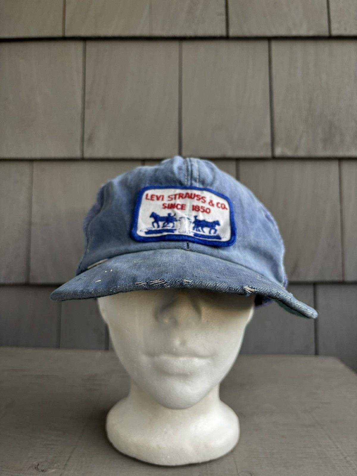 Levi's Vintage Levi's Trucker Hat Thrashed Denim 70s 80s Mesh Jeans Size ONE SIZE - 6 Thumbnail