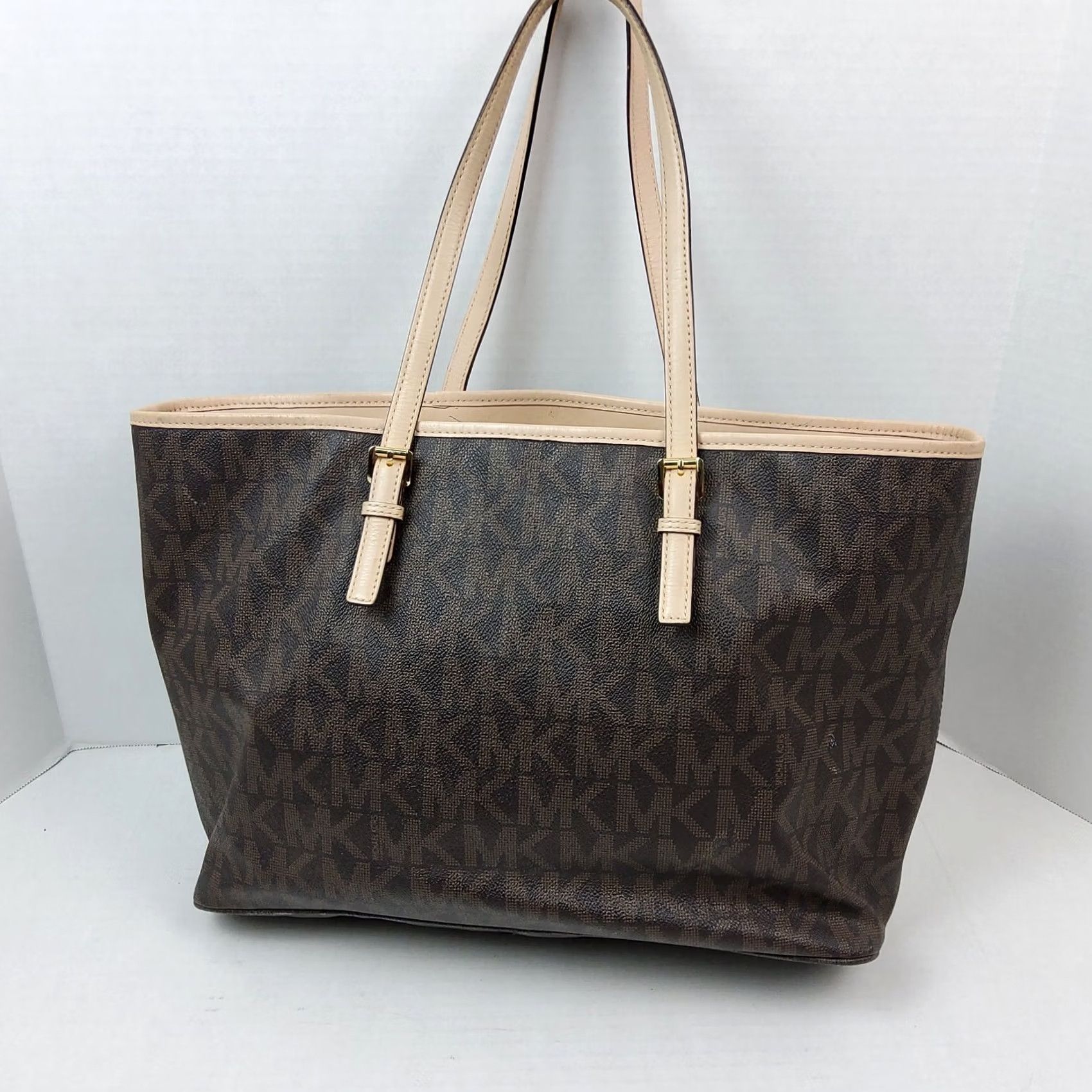 Michael Kors Michael Kors Jet Set Travel Large Tote Brown PVC Leather Lining Zip Bag Purse Women Size ONE SIZE - 4 Thumbnail