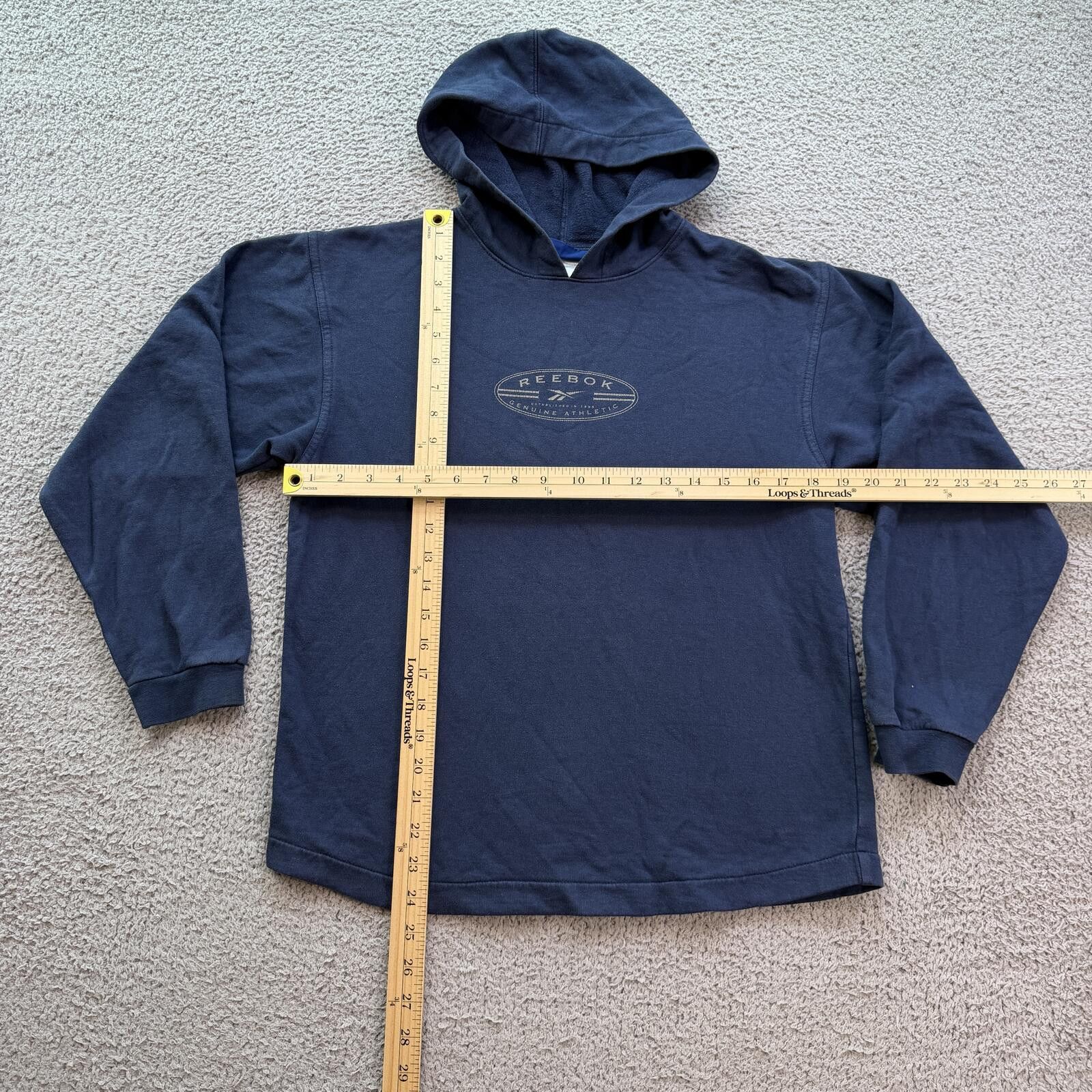 Reebok Vintage Y2K Reebok Center Logo Hoodie Navy Sweatshirt Size US L / EU 52-54 / 3 - 3 Thumbnail