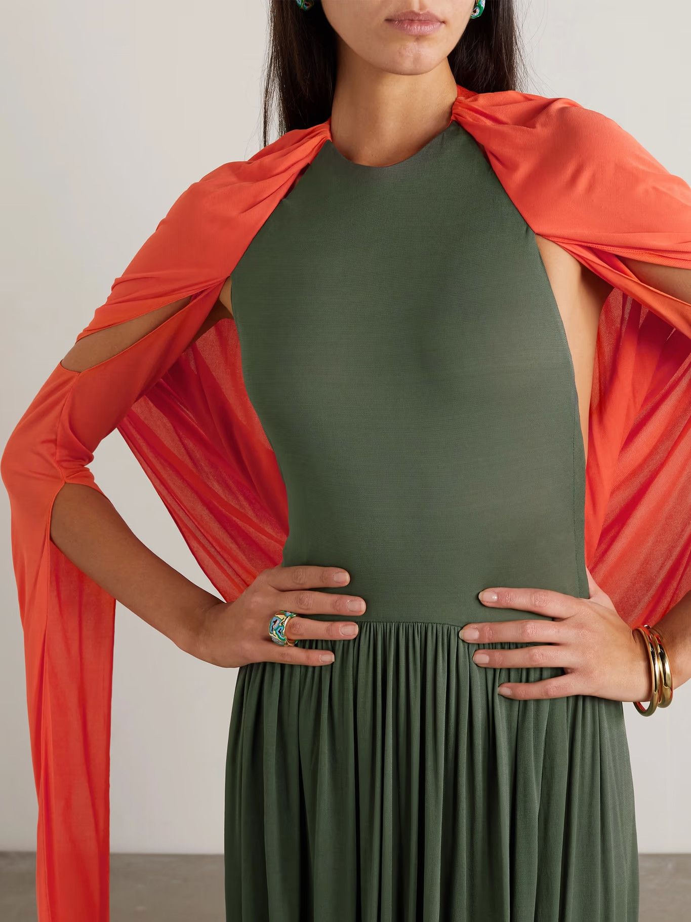 Loewe o1y1025 Maxi Dress in Military Green/Red Size M / US 6-8 / IT 42-44 - 5 Thumbnail