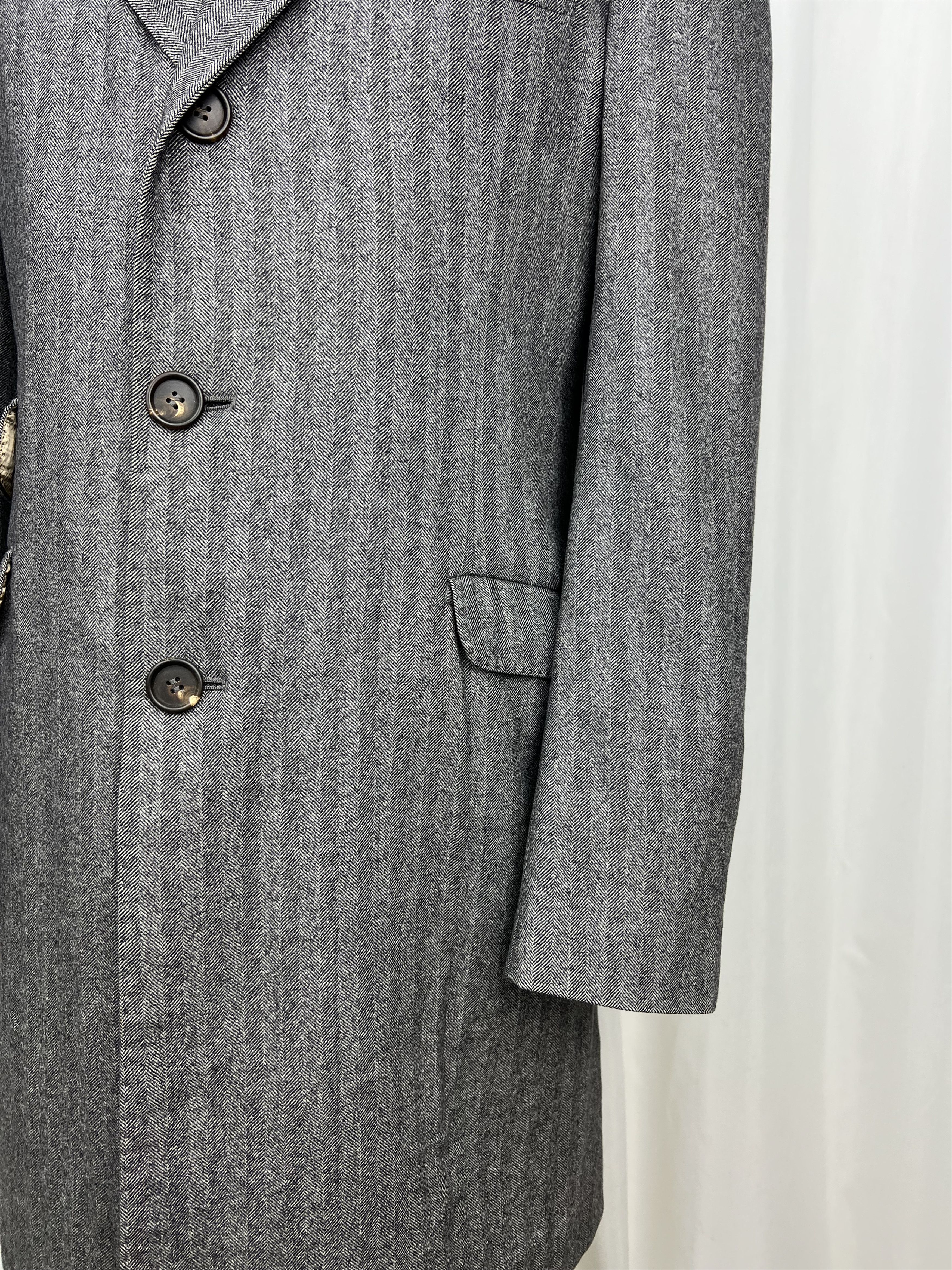 Brunello Cucinelli Single-Breasted Herringbone Wool\Cashmere Overcoat Size US L / EU 52-54 / 3 - 10 Thumbnail