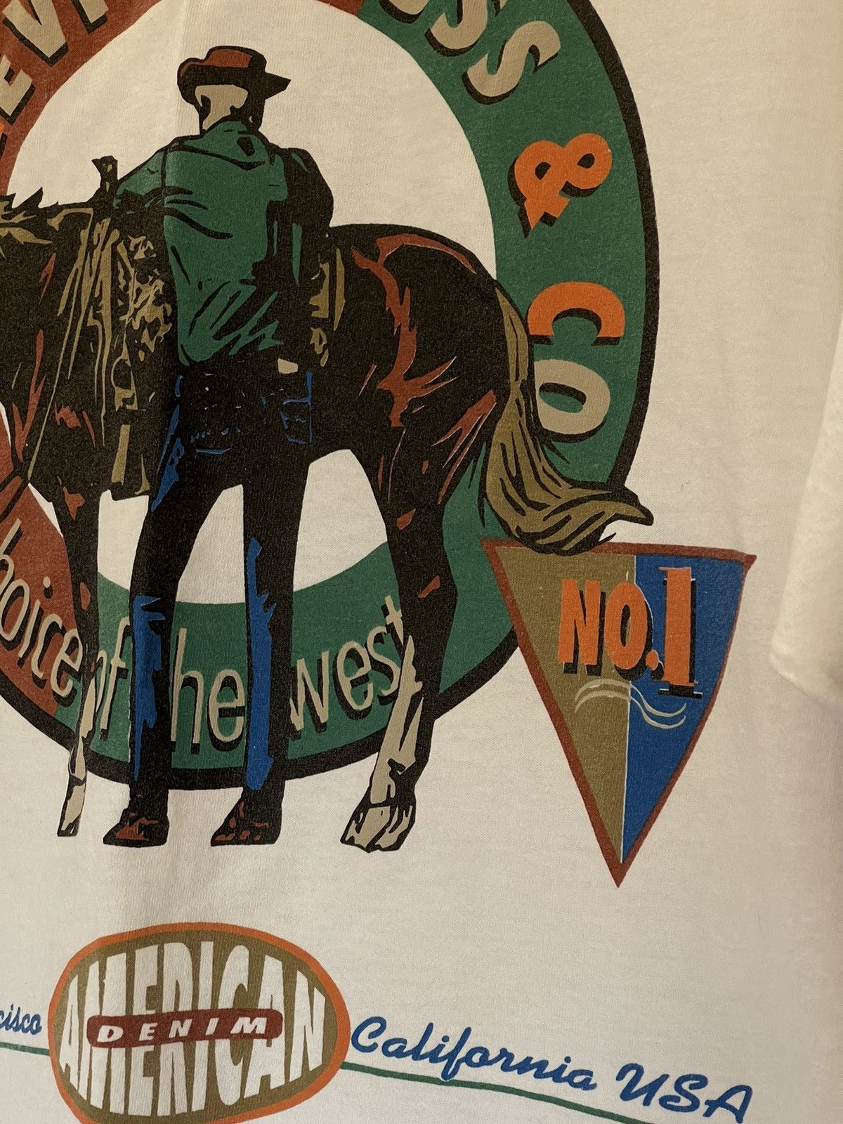 Cowboy Equipment 80’s Levis Vintage Cowboy Horse Western t-shirt tee white Size US L / EU 52-54 / 3 - 10 Thumbnail