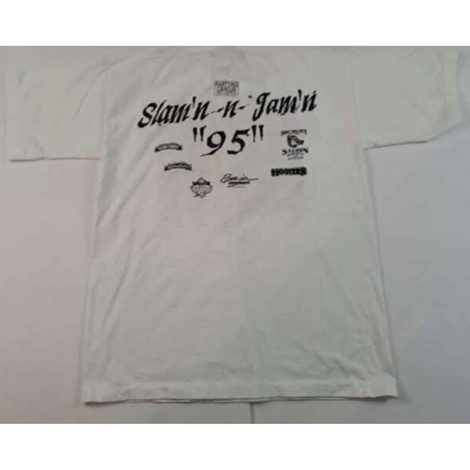 Vintage Slam'n&Jam'n Cancun Cartoon Party T-Shirt size L White 1995 single stitch Men Size US L / EU 52-54 / 3 - 6 Thumbnail