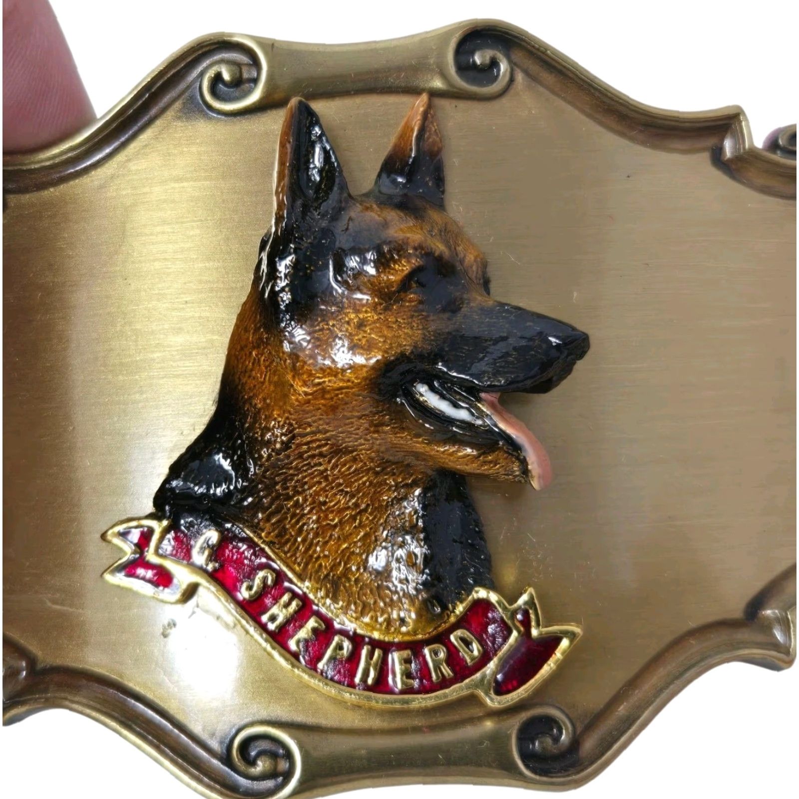 Vintage VINTAGE German Shepherd Dog Raintree Belt Buckle 24k Gold Overlay Original Box Men Size ONE SIZE - 2 Thumbnail