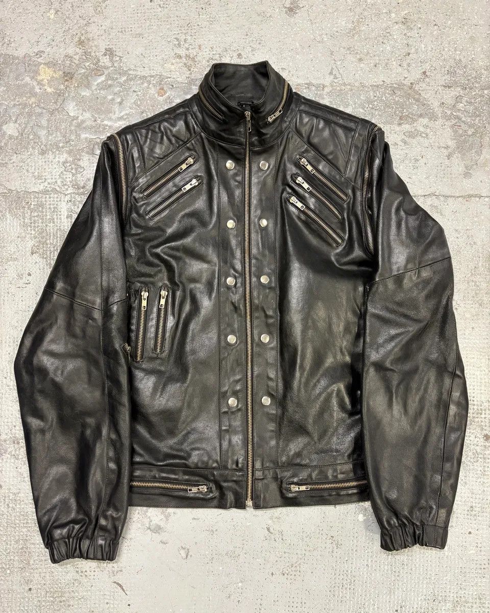 Vintage 2000s Archive Multi Zips with Detachable Arms Black Biker Jacket Size US M / EU 48-50 / 2 - 1 Thumbnail