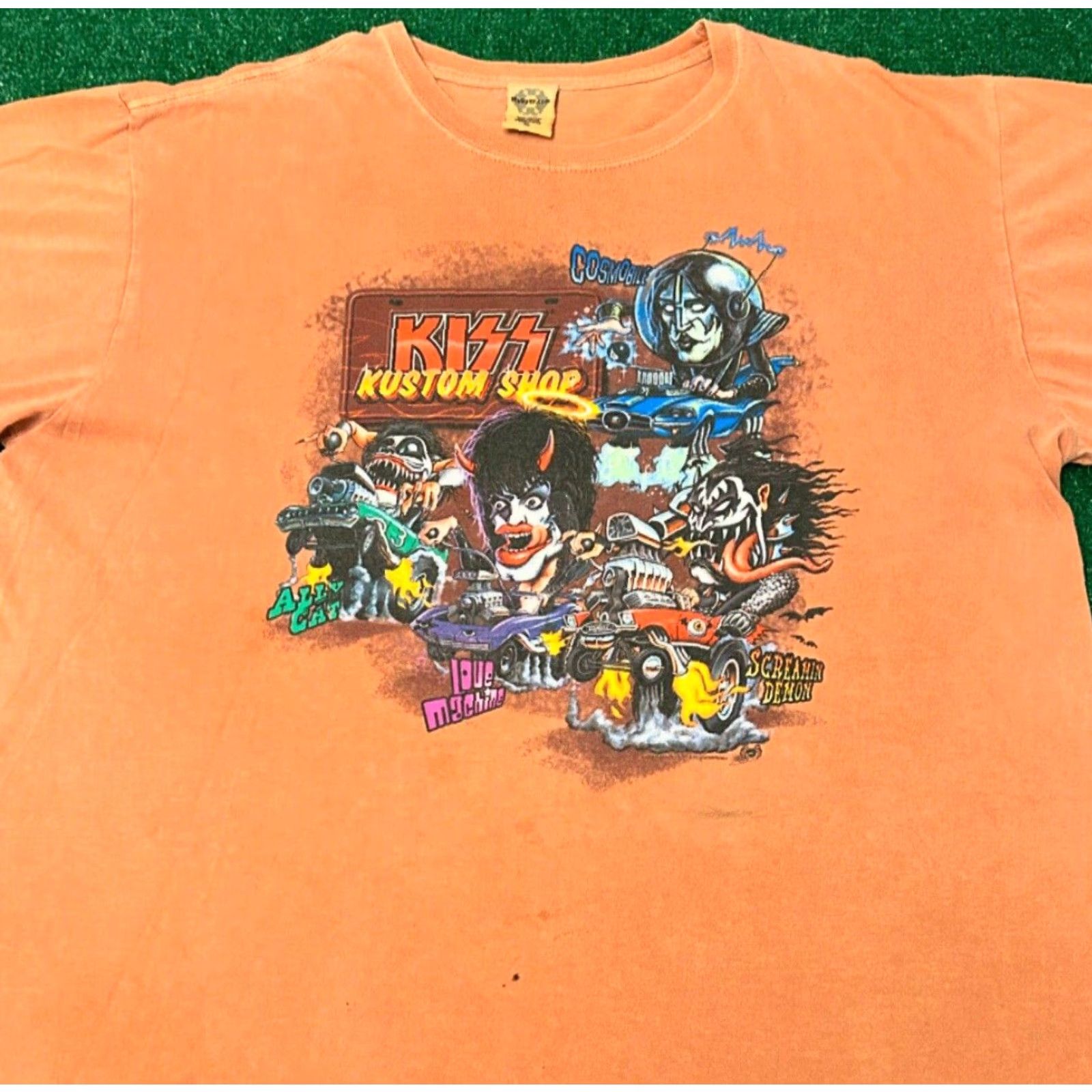 Vintage VINTAGE Kiss Band Tee Kustom Shop 2003 2004 Tour Hot Rod Shirt Mens XL Orange 90s Band Music Rock USA Mens Size US XL / EU 56 / 4 - 2 Thumbnail