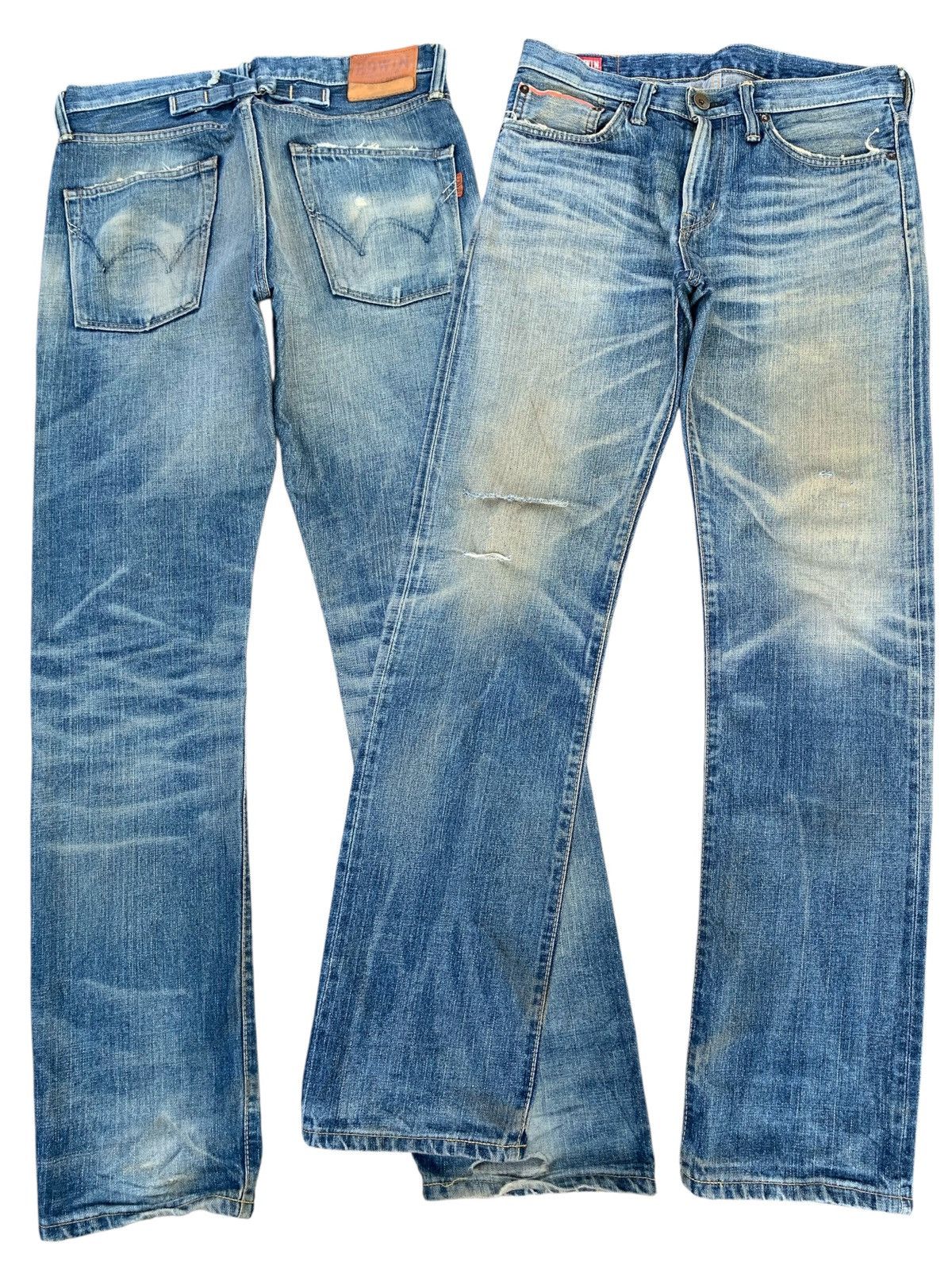 Edwin VINTAGE EDWIN505zx SELVEDGE BUCKLE BACK DISTRESSED DENIM Size US 33 - 1 Thumbnail