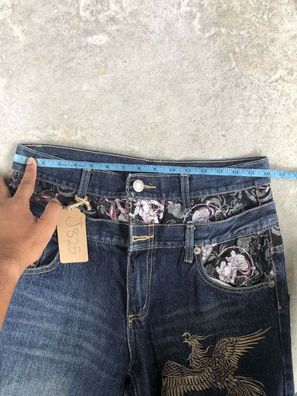 Japanese Brand Japanese Phoenix Embroidered Jeans Double Waist Jeans Size US 32 / EU 48 - 19 Thumbnail