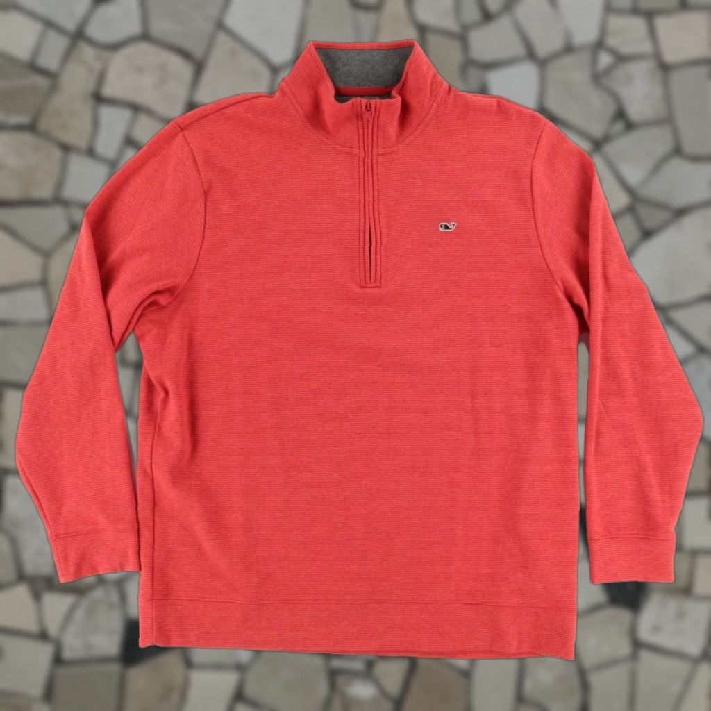 Vineyard Vines Vineyard Vines Coopers Town Saltwater Pullover Striped Red Men's XL Shirt Sweater Mock Long Sleeve Cotton Blend Mens Size US XL / EU 56 / 4 - 1 Thumbnail