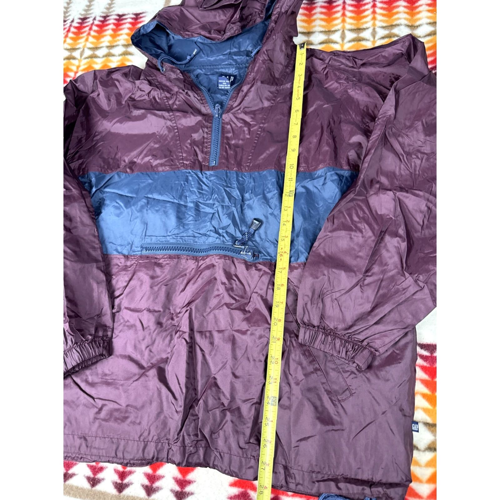 Gap VINTAGE Gap Jacket Windbreaker Anorak Hoodie Nylon Light Mens L Blue Maroon Sz L Mens Size US L / EU 52-54 / 3 - 2 Thumbnail