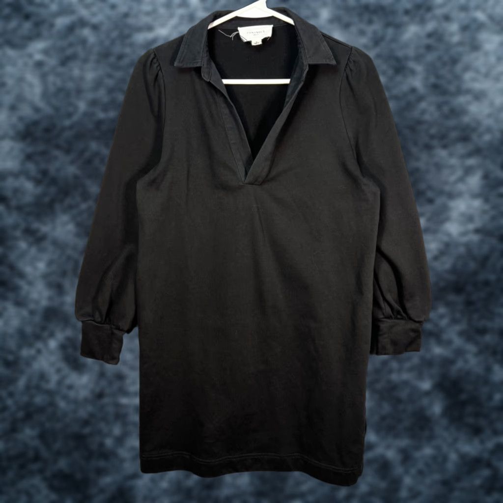 Vintage Pomander Place Womens Size Small Black Collared Long Sleeve Tunic Dress Shirt Dress Casual Size S / US 4 / IT 40 - 1 Thumbnail