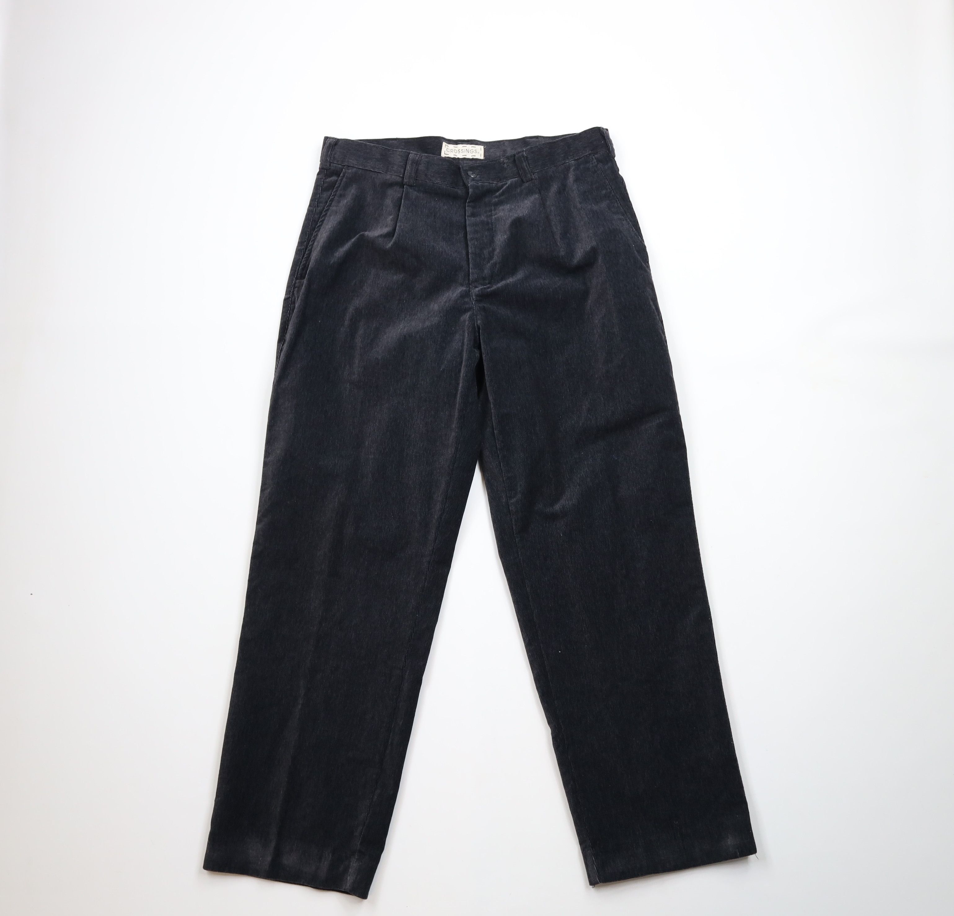 Vintage Vintage 90s Streetwear Corduroy Pleated Chino Pants Gray Size US 34 / EU 50 - 1 Thumbnail