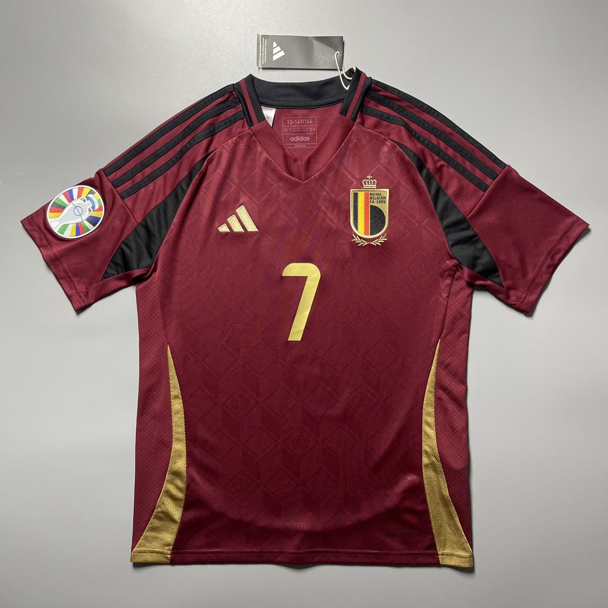Vintage 13-14 Y BELGIUM ADIDAS 2024 EURO SOCCER JERSEY #7 DE BRUYNE Size US XXS / EU 40 - 2 Thumbnail