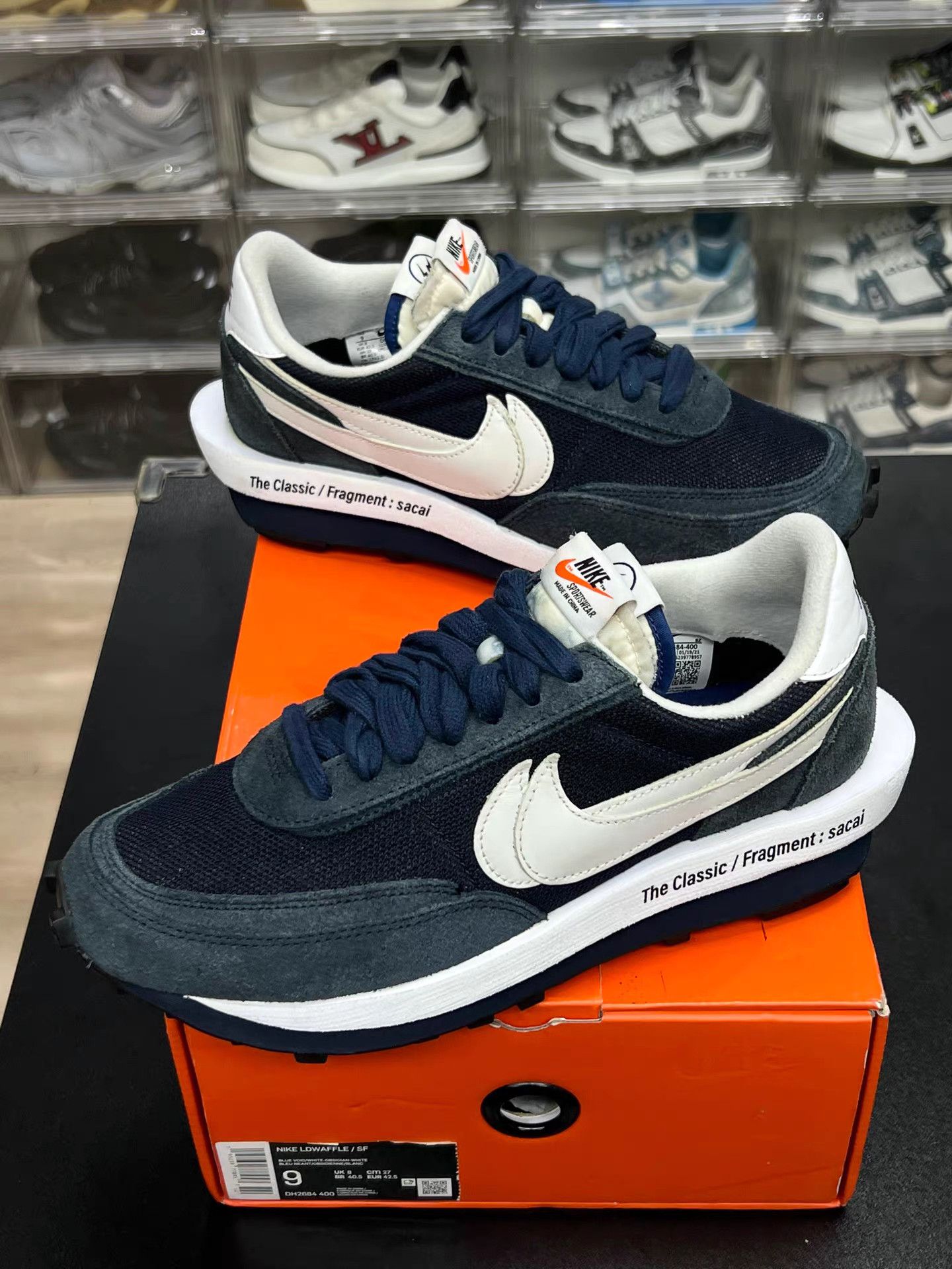 Nike Nike Sacai x Fragment Design Navy Blue Sneakers K15 Size US 9 / EU 42 - 1 Thumbnail