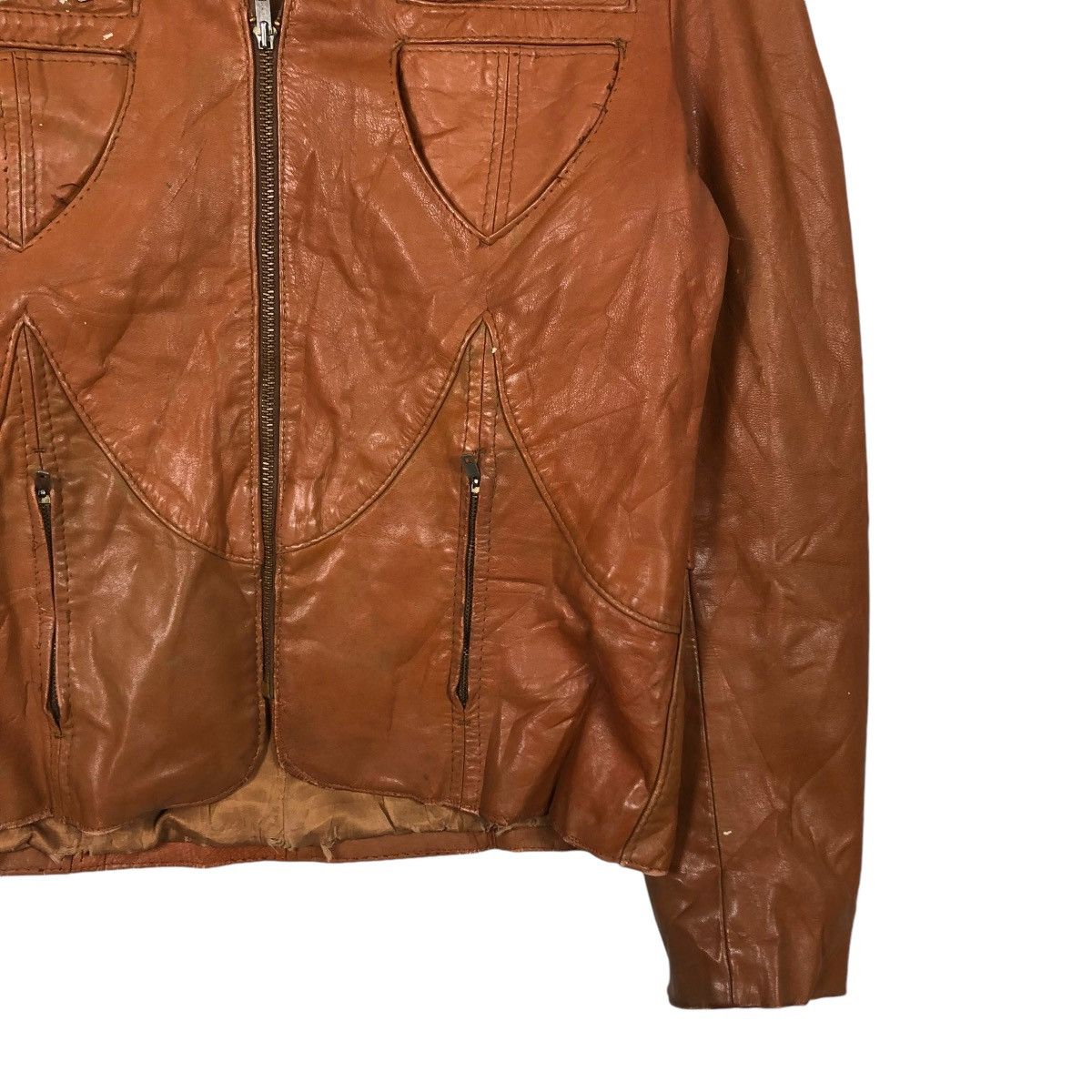 Japanese Brand 🔥VINTAGE 50’s BIKER GENUINE LEATHER JACKET CHESS KING TALON Size US S / EU 44-46 / 1 - 7 Thumbnail