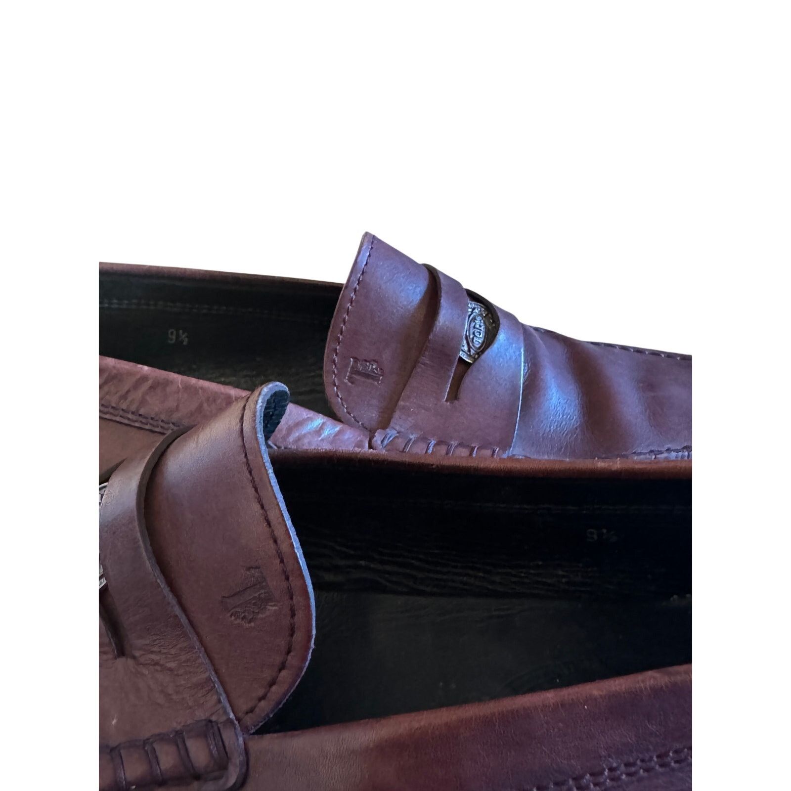 Tod's Tod's Men's Burgundy Leather Penny Driving Loafers Size US 10.5 / EU 43-44 - 4 Thumbnail