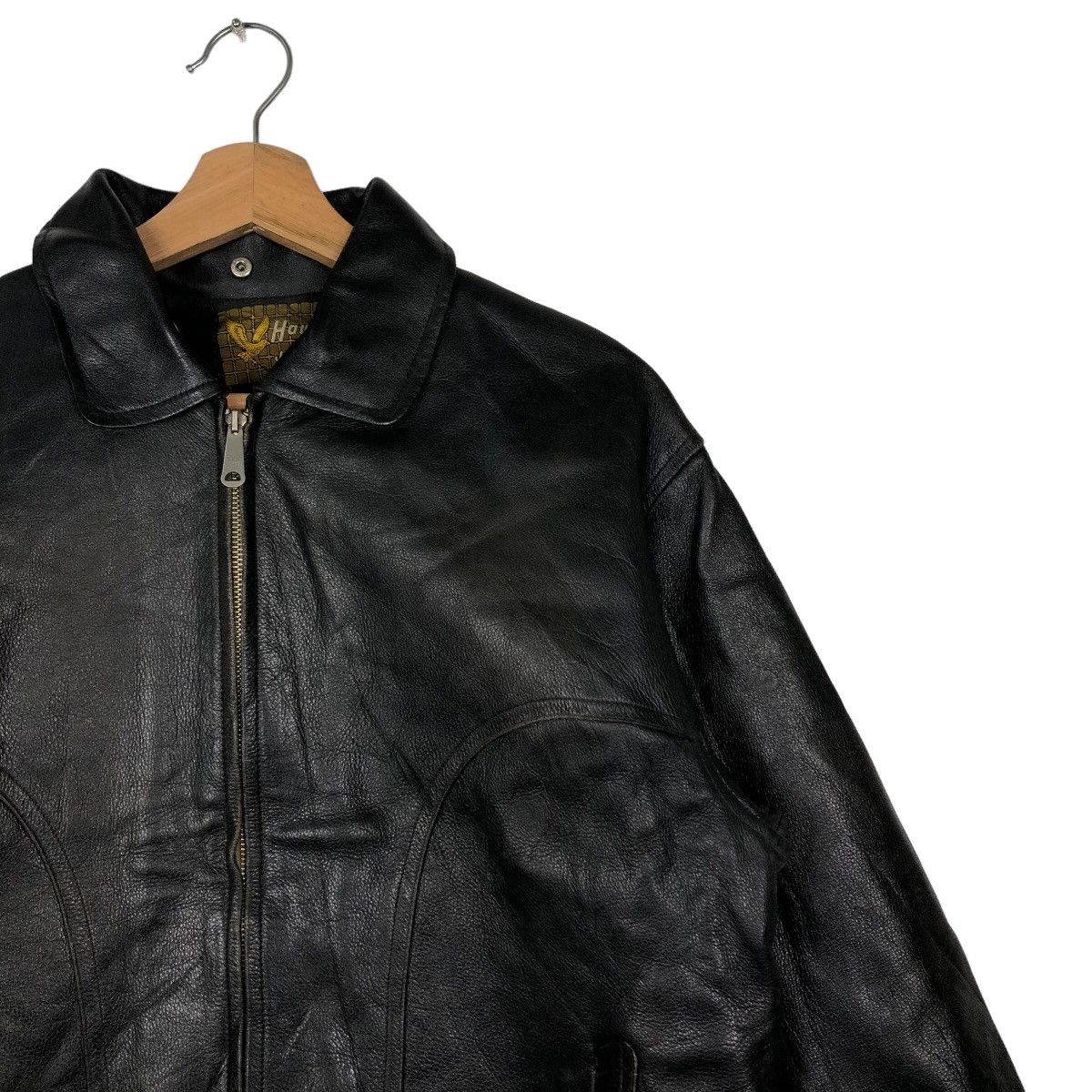 Japanese Brand 🔥90’s Bomber Leather Jacket Iconic Black Hawks Jumper Japan Size US M / EU 48-50 / 2 - 5 Thumbnail