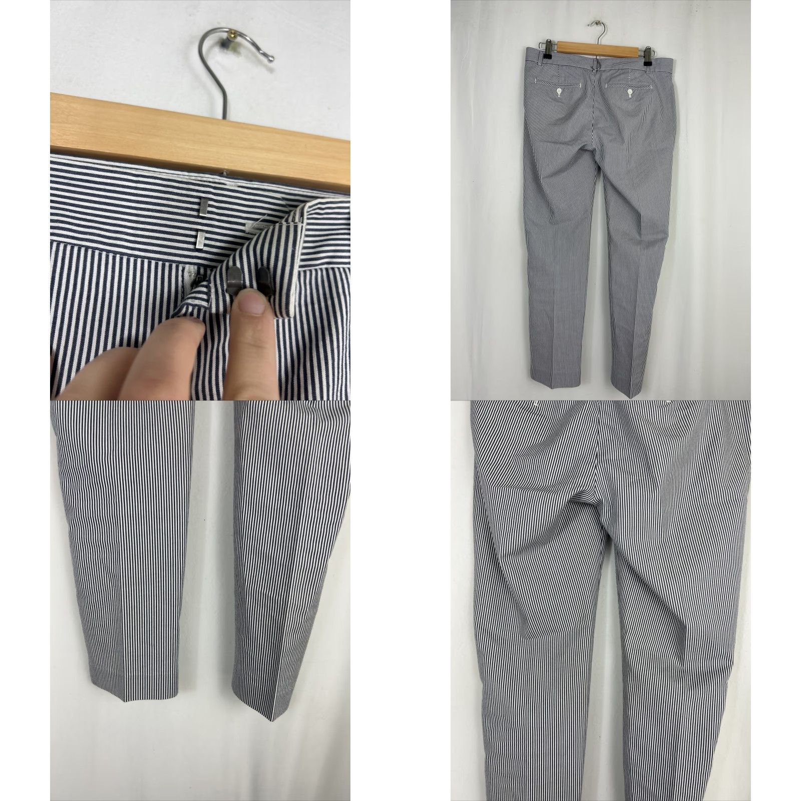 Gap Gap Pants Slim Cropped Women's 4 Multicolor Blue White Pinstripe 32x27 Cotton Straight Inseam 27 In. Size 27" / US 4 / IT 40 - 8 Thumbnail