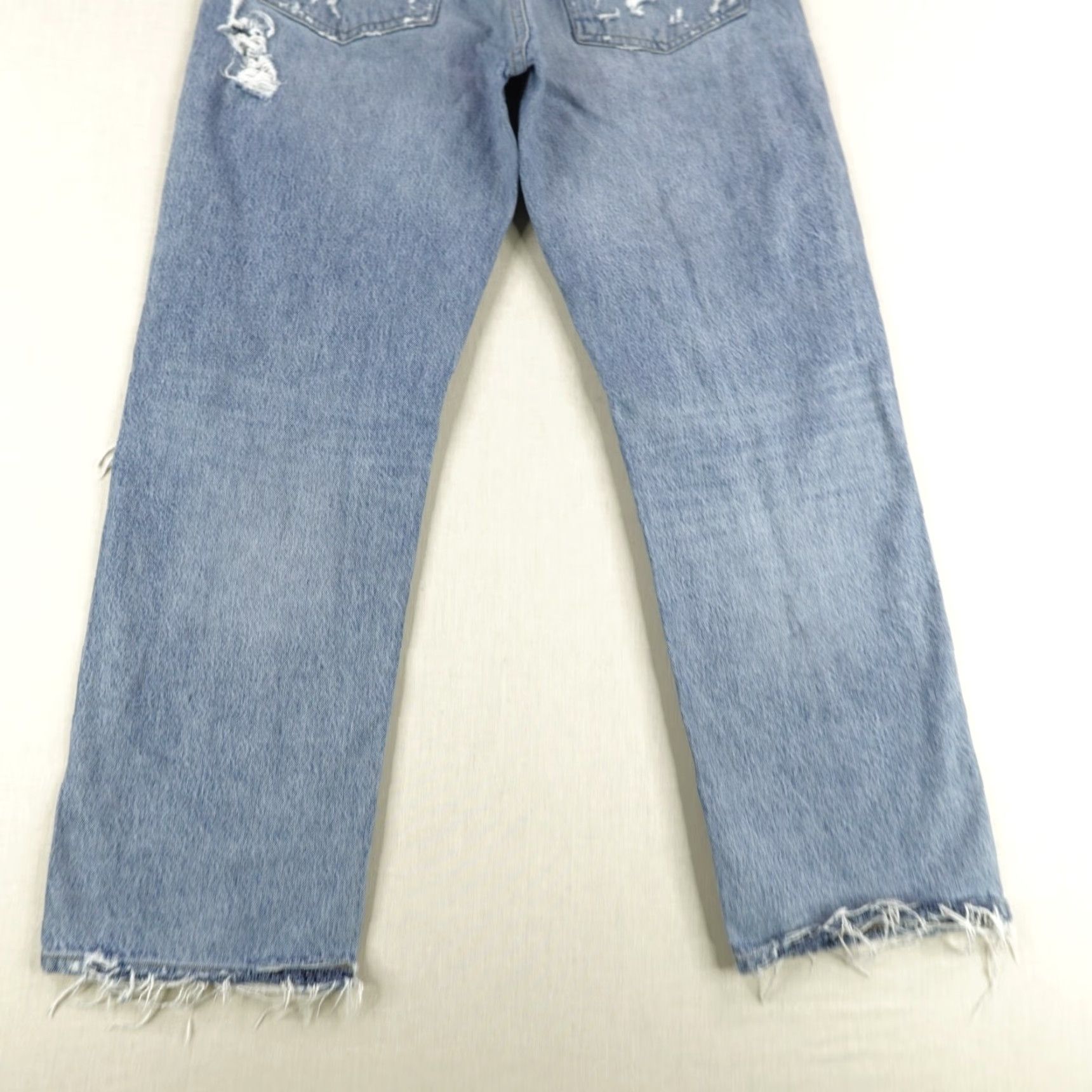 Agolde AGOLDE Jeans Womens 30x28 Light Blue Distressed Straight High Rise Button Fly 90s Size 30" / US 8 / IT 44 - 7 Thumbnail