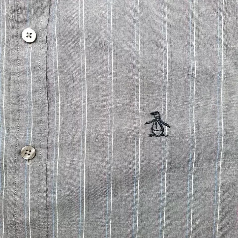 Original Penguin Penguin Shirt Mens Medium Gray Striped Casual Button Down Size US M / EU 48-50 / 2 - 3 Thumbnail
