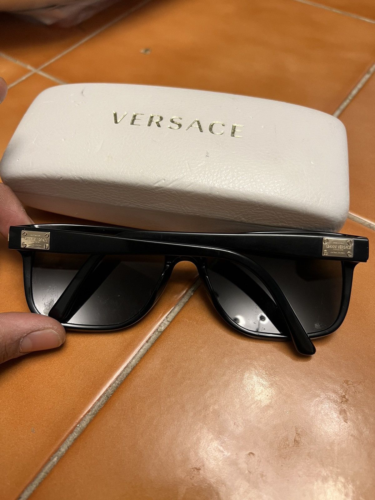 image of Versace Sunglasses in Black/Gold, Men's