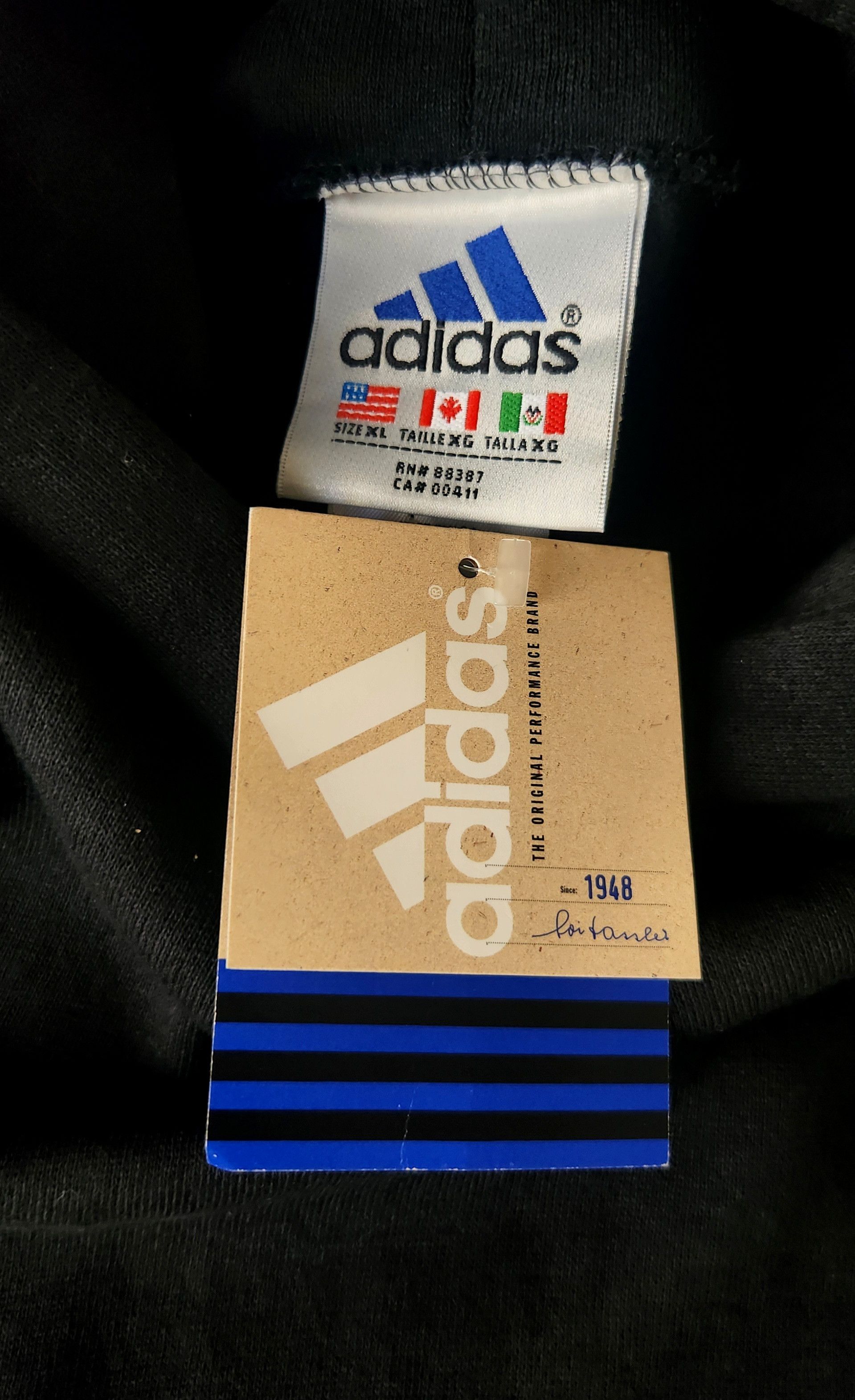 Adidas Adidas Fleece Vintage Black hoodie Sweatshirt 90s USA XL New Size US XL / EU 56 / 4 - 6 Thumbnail