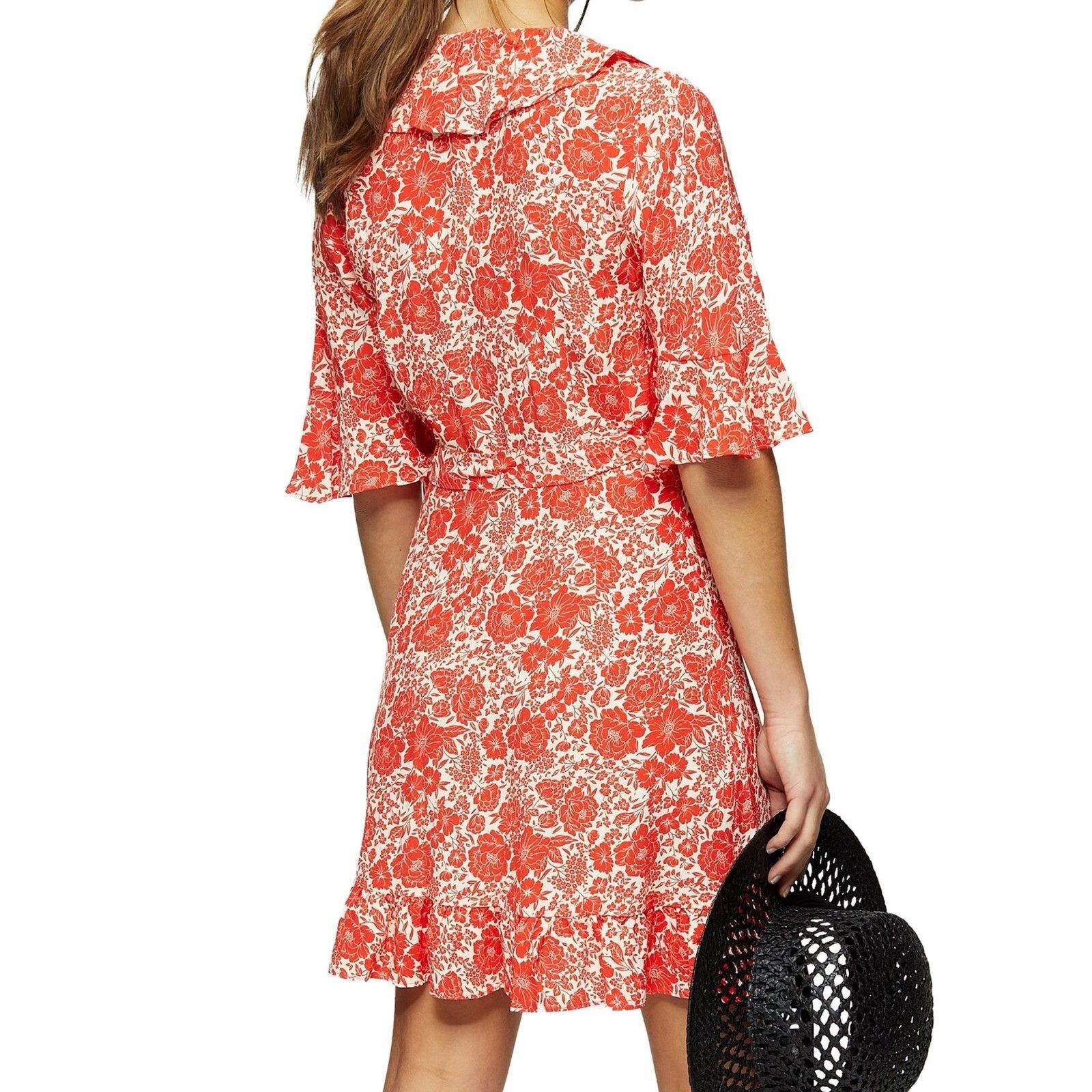 Topshop Floral Print Ruffle Wrap Mini Dress in Petite US 2 NWT $75 Size XS / US 0-2 / IT 36-38 - 4 Thumbnail