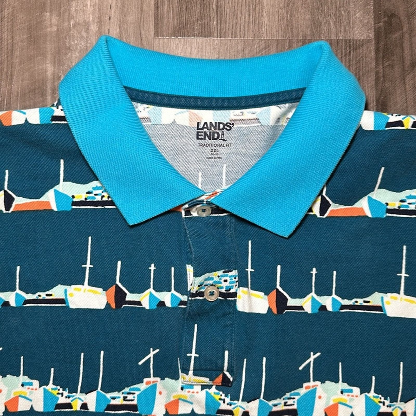 Lands' End Lands’ End Traditional Fit Docked Sailboats Polo - 2XL Size US XXL / EU 58 / 5 - 5 Thumbnail