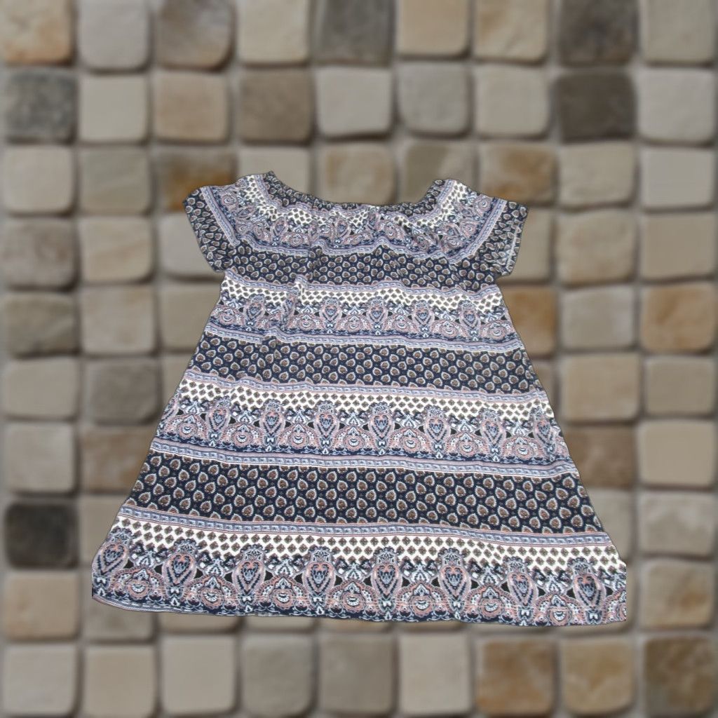 Vintage VINTAGE Abbeline Mini Dress Womens XS Blue Paisley Short Sleeved Size 26" / US 2 / IT 38 - 1 Thumbnail