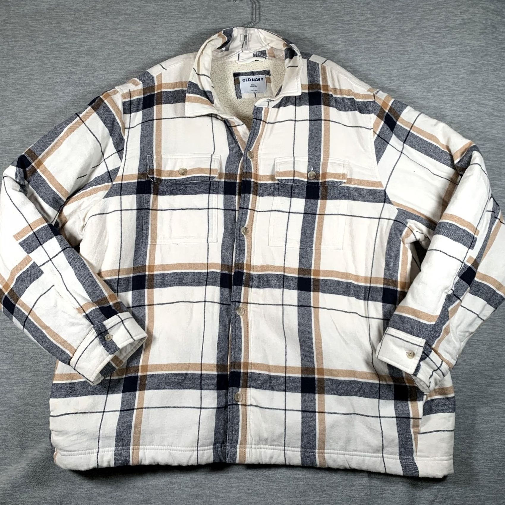 Old Navy Old Navy Jacket Mens 3XL White Plaid Sherpa Lined Flannel Shirt Puffer Size US XXL / EU 58 / 5 - 2 Thumbnail