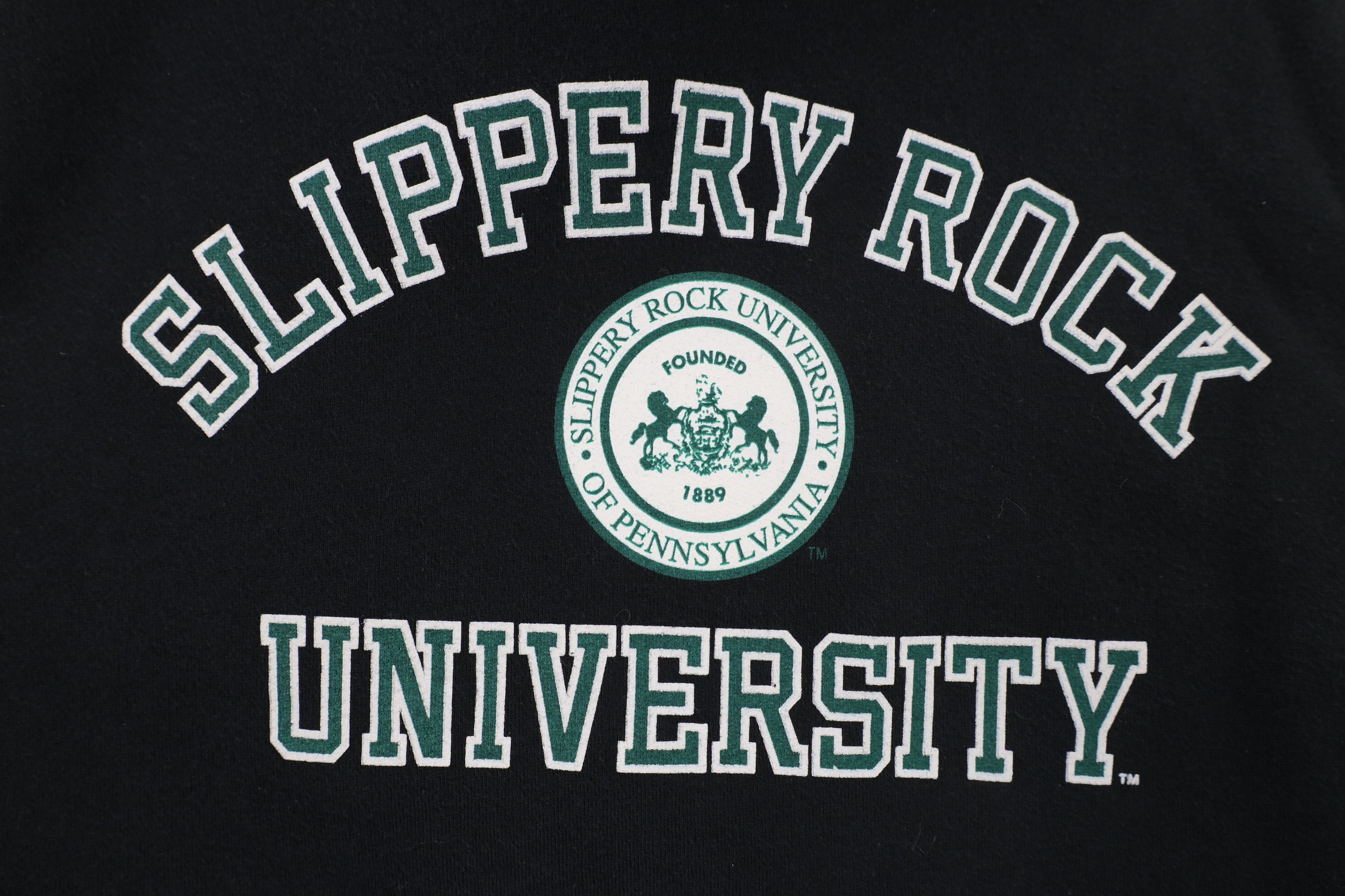 Vintage Vintage 90s Slippery Rock University Hoodie Sweatshirt Black Size US M / EU 48-50 / 2 - 4 Thumbnail
