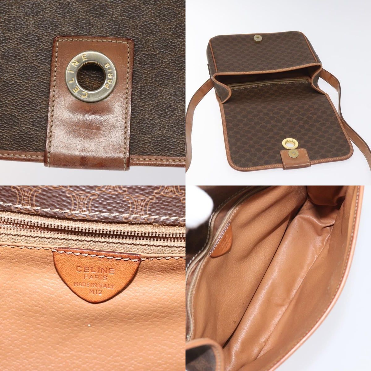 Celine CELINE Macadam Canvas Shoulder Bag Pvc Leather Brown Gold Size ONE SIZE - 11 Thumbnail