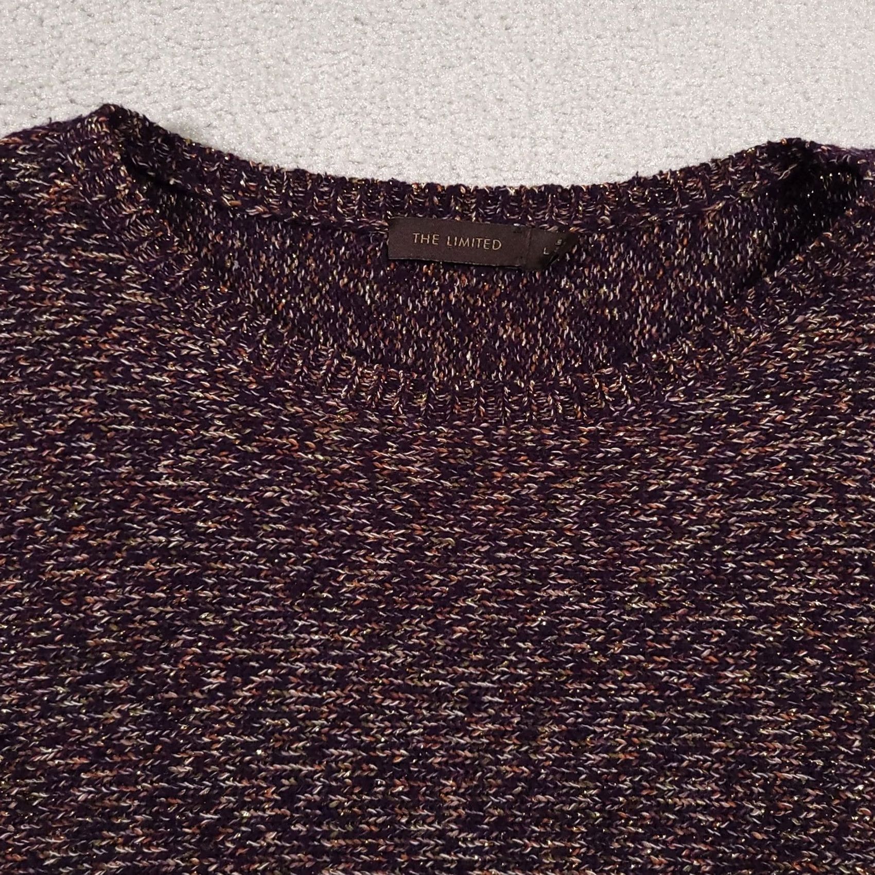 Vintage The Limited Chunky Knit Sweater Women’s Large Purple Metallic 3/4 Sleeve Size L / US 10 / IT 46 - 3 Thumbnail